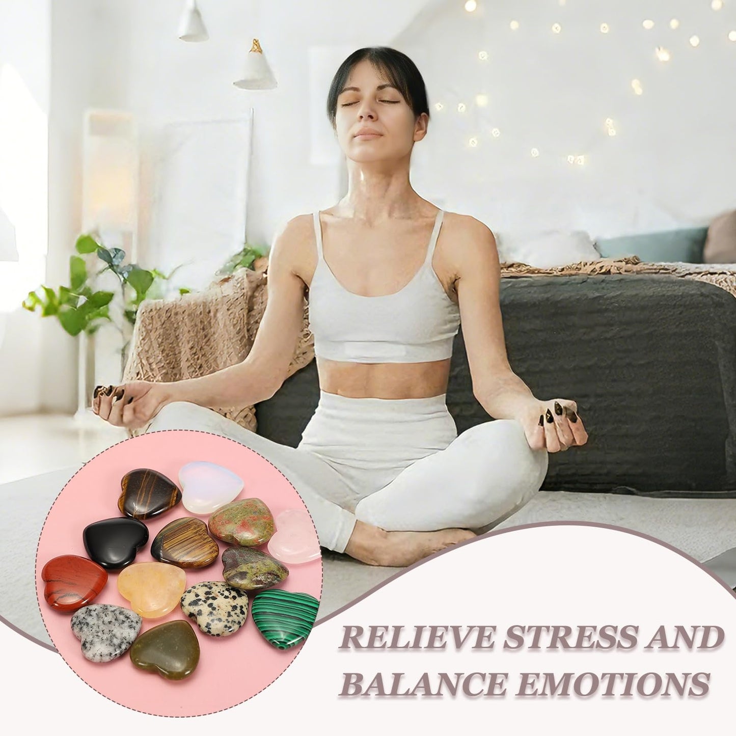 uxcell 5 Pcs Malachite Crystal Stones Heart Shaped, 2 cm Tumbled Stones and Crystals, Polished Gemstone Rocks for Women Gifts Meditation Crafting Home Decor