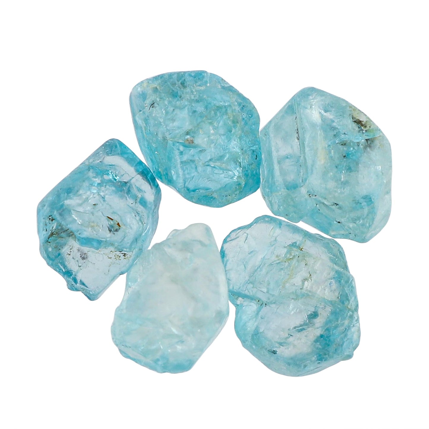 CRYSTALINES 5pcs Natural Raw Blue Zircon Gemstones, Bulk Rough Stones, DIY Craft-Jewelry Making, Wholesale Loose Supply, Chakra Healing Crystals, December Birthstone, Gem Collection