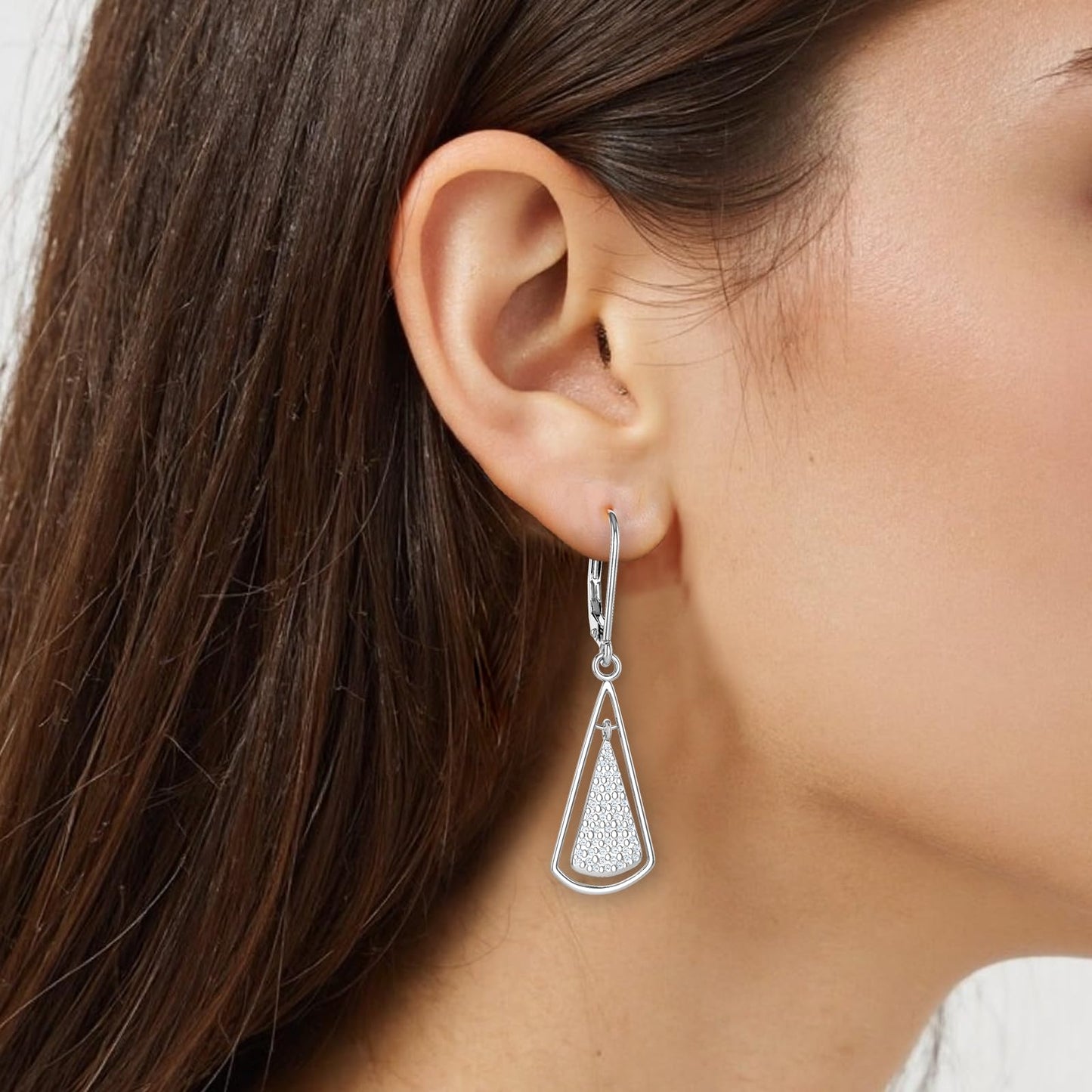Hypoallergenic Silver Leverback Earrings for Women, Sparkly Teardrop Dangle Earrings, Lightweight, Tarnish-Resistant, Nickel-Free, Perfect for Work, Parties & Gifts