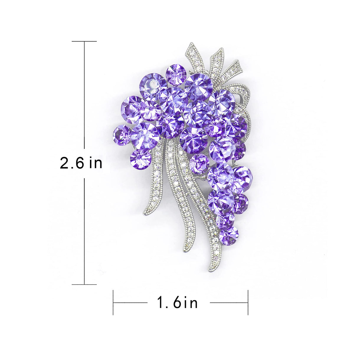 SinglinArt Brooches for Women Girls Purple Flower Rhinestone Crystal Jewelry