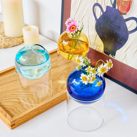 3-Pack Plant Propagation Station, Geometric Glass Vase Set | Mini Flower Vases & Planter Terrariums for Tables