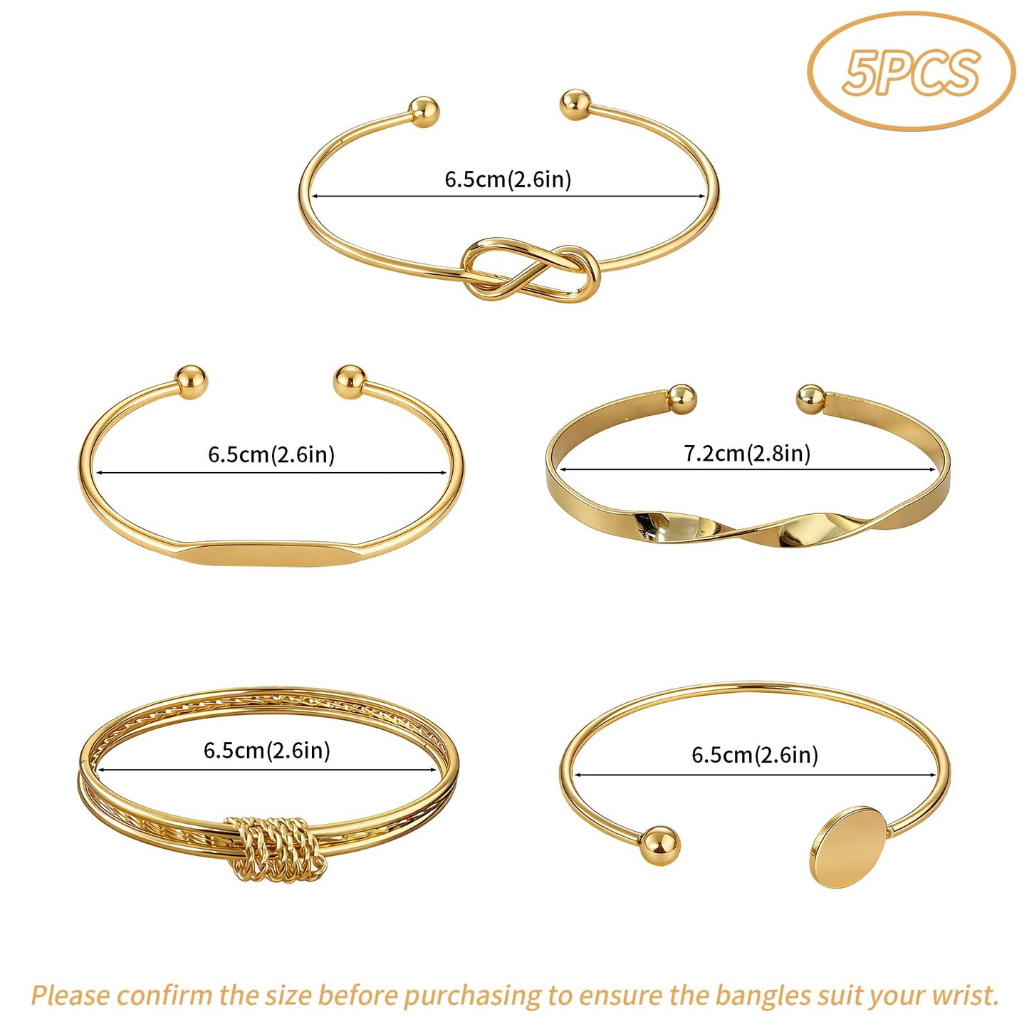VEINARDYL Gold Bracelets set for Women, Gold Plated Bangles Cuff Bracelets Stack, Open Adjustable Bangles Fashion Accessories Jewelry Set for Gifts Birthday Valentines Day