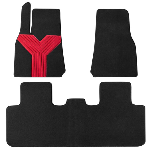 PEIDER-X Car Floor Mats for Tesla Model Y 2021-2024, Nylon Car Floor Mats, All Weather Protector Automotive, Front & Rear Seat Car Rug 3PCS