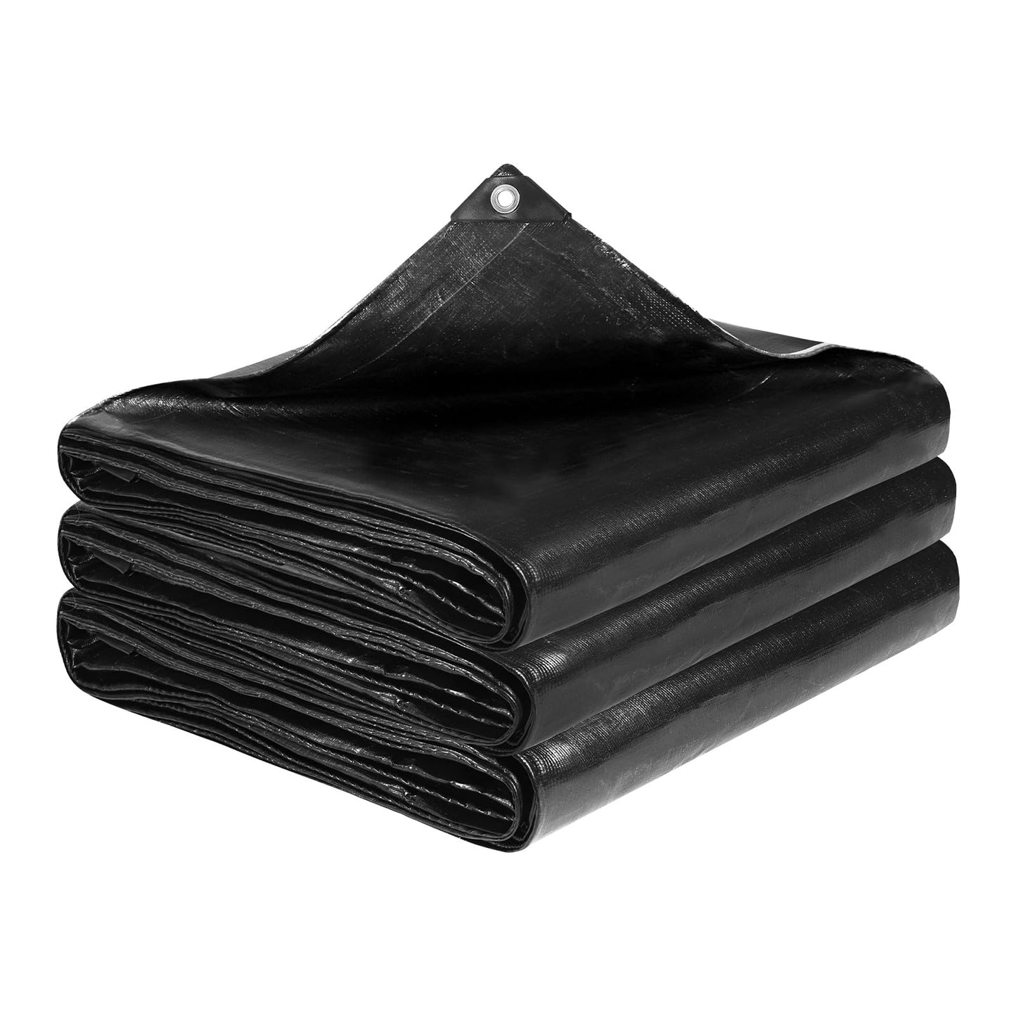 VEVOR 20 x 20 ft Pond Liner, 14 Mil Thickness, 3-Layer Reinforced PE Fish Koi Pond Liner for Outdoor Ponds, with Hemmed Edge and 4 Metal Buttonholes, for Water Garden, Waterfall, and Fountains, Black