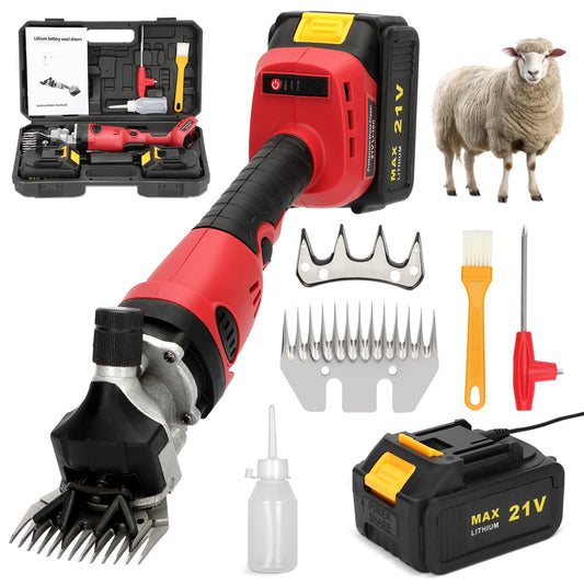 Mokemok Cordless Electric Sheep Shears - 3000mAh Brushless Motor 2000RPM, 6-Speed Adjustable Clippers for Goats, Heavy Duty Rechargeable Grooming Tool with High Hardness Blade & Safety Pressing Claw