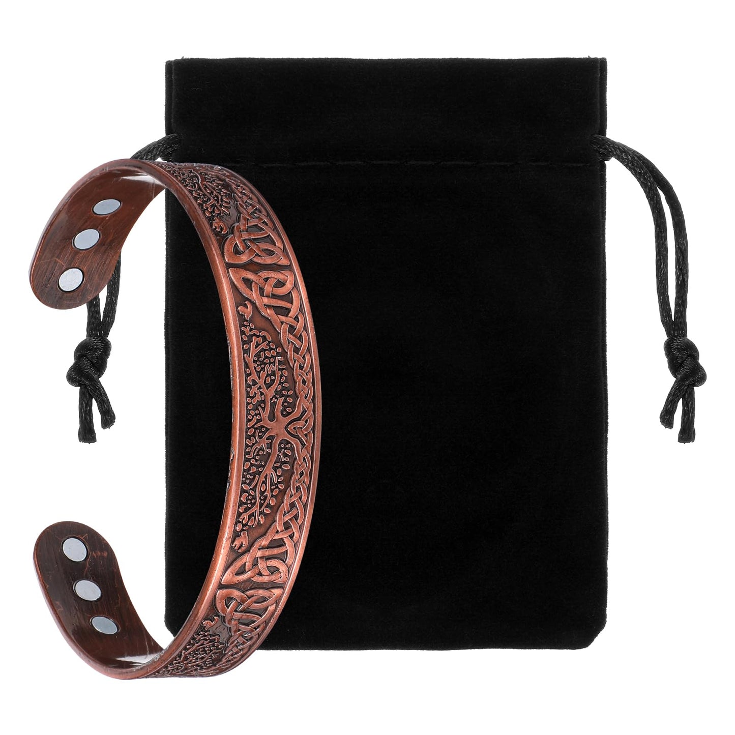 Heclia Copper Bracelet for Men and Women Pure Solid Copper 3500 Gauss Bracelet for Men 18X Strength Mens Bracelets with 6pcs Gauss Vintage Adjustable Jewelry Gift
