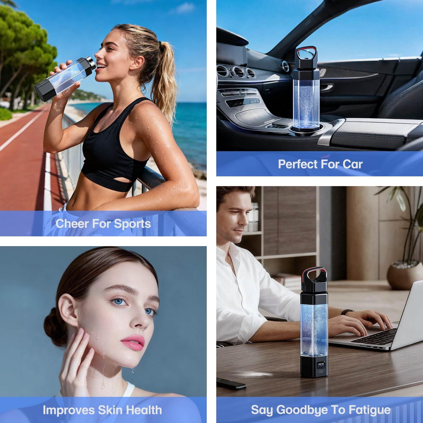 Hydrogen Water Bottle Generator,Up to 10000+ PPB Hydrogen Bottle Water Ionizer with SPE/PEM Technology,12 OZ Food-Grade PC Hydro Water Machine,SGS-Certified Molecular Generator for Sports/Home