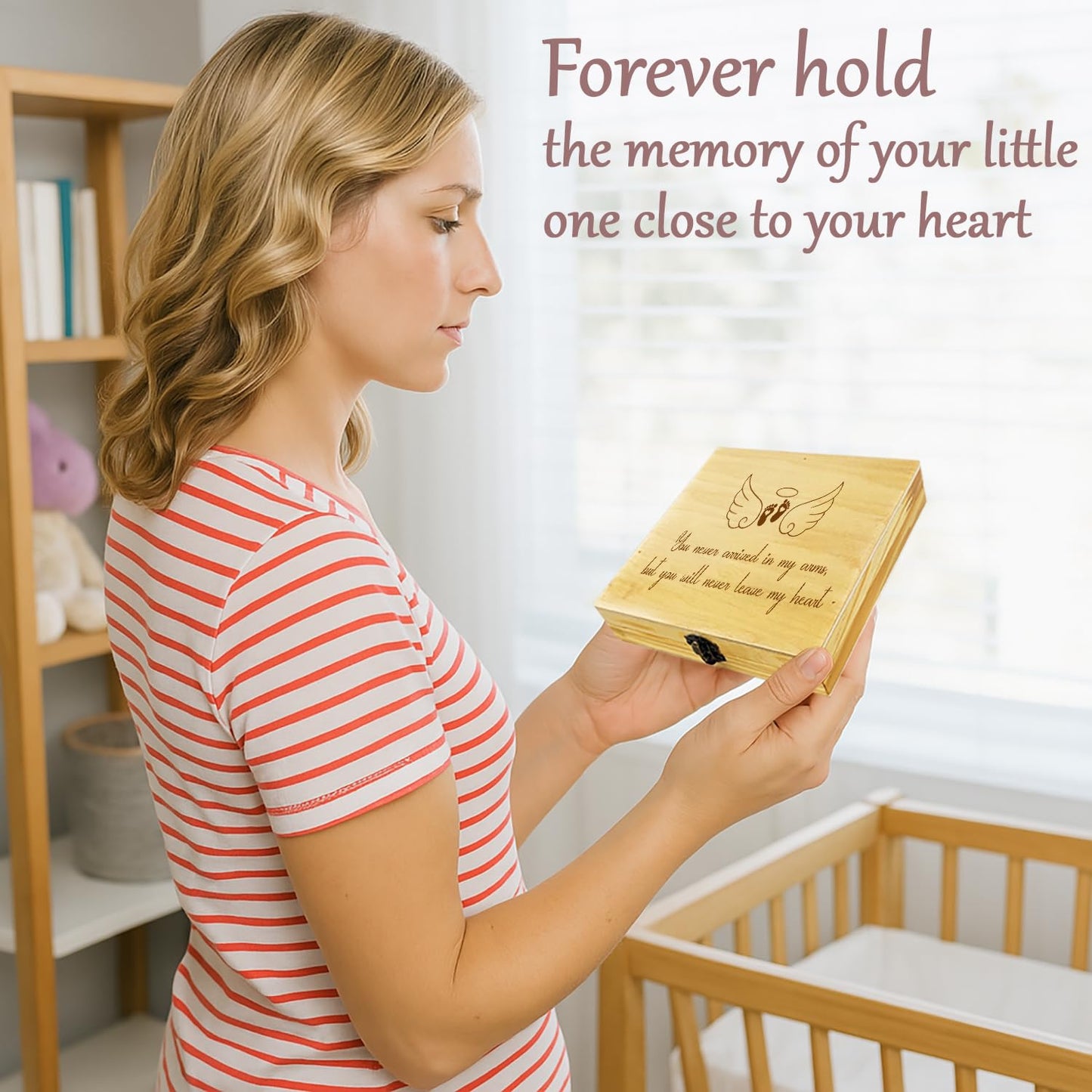BeeGreeny Miscarriage Memory Box, Baby in Jesus' Arms Engraved Wooden Keepsake Box, A Heartfelt Sympathy Gift for Mothers Loss of Baby, Remembrance Gifts Miscarriages, Infant Loss Memorial for Moms