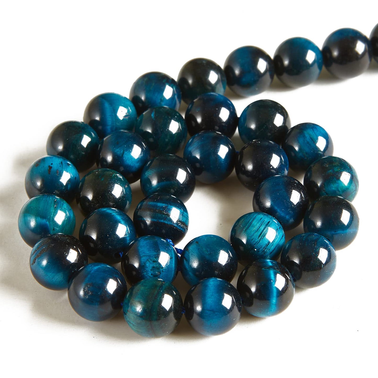 100pcs 8mm Aquamarine Tiger Eye Beads Natural Gemstone Beads Round Loose Beads for Jewelry Making