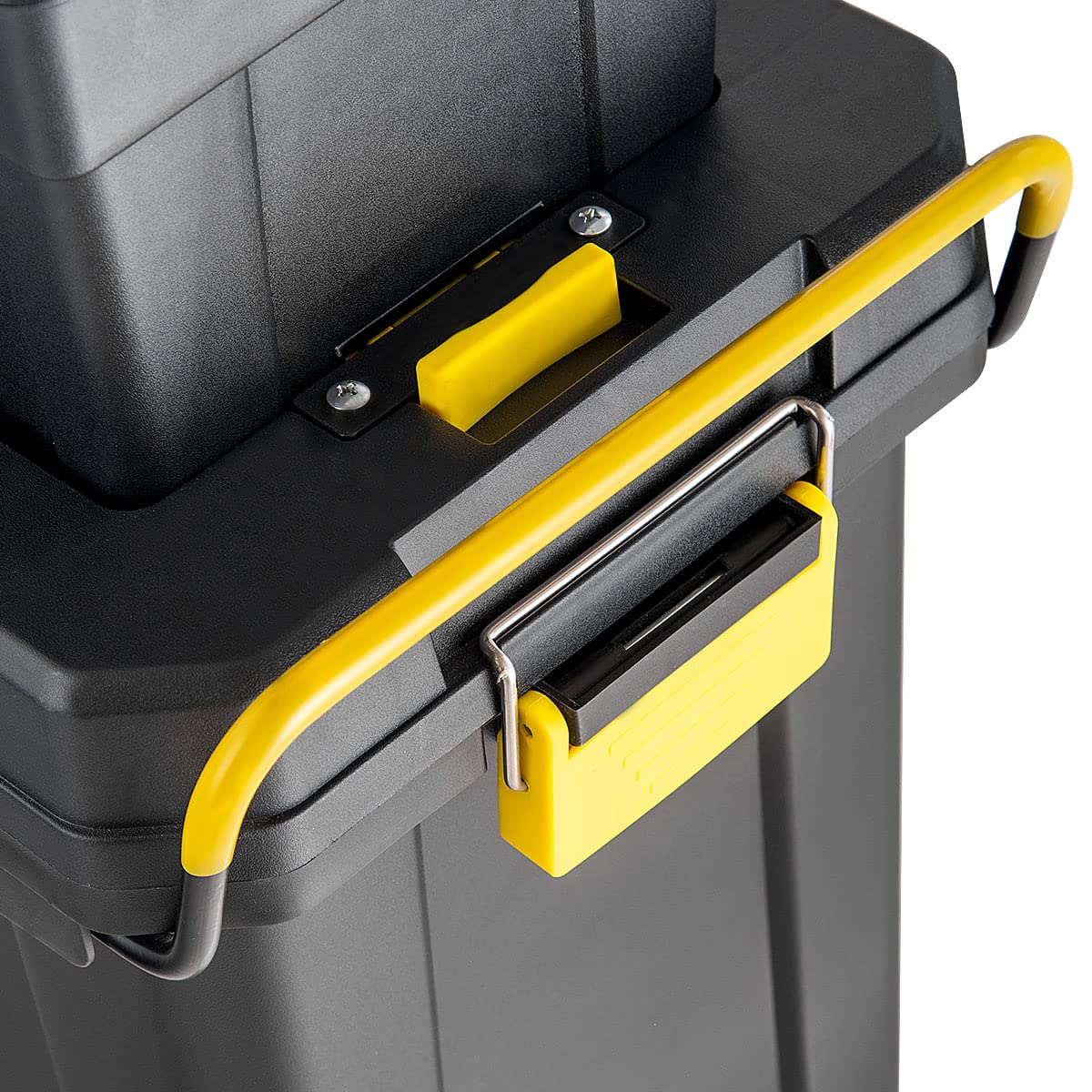IRONMAX Portable Rolling Tool Box, 2 in 1 Stackable Mechanic Tool Organizer with Wheels and Pull Handle, Plastic Toolbox with Removable Tray for Tools and and Small Parts Storage
