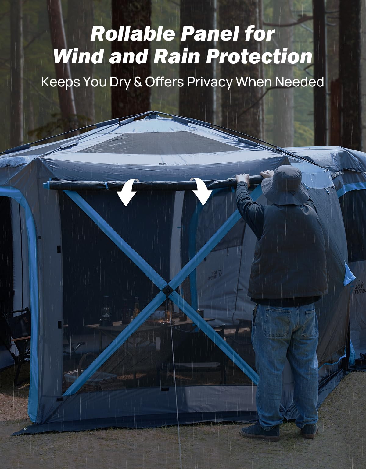 JOYTUTUS Dual-Use Pop up SUV Tents for Camping, 10 x10.5 Ft Big Space 2 Rooms Car Tent, SUV Tailgate Tent for Family Camping, 5 Sides Canopy, Portable Carry Bag, Gray Blue