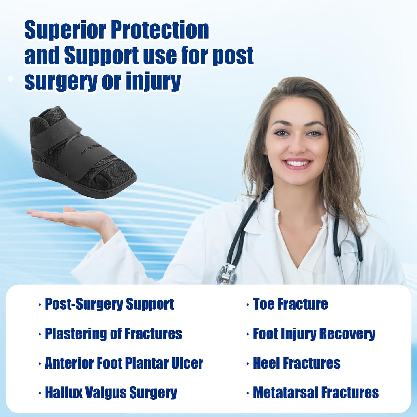 Estinko Closed Post Op Shoe Post Op Shoes Fracture Medical Walking Shoes for Men and Women-Post Surgery or Operation Foot Support Broken Foot or Toe Squared S