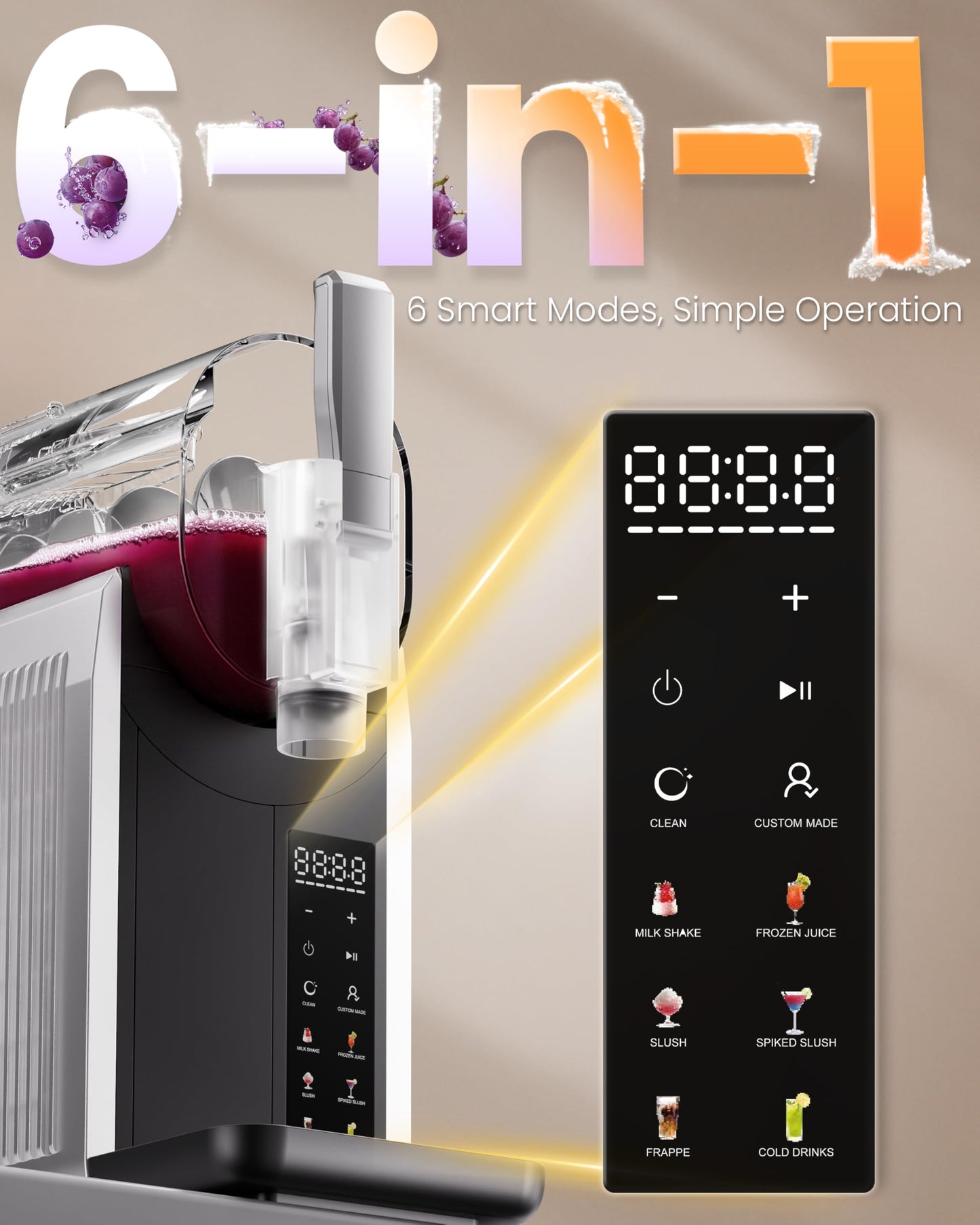 Slushie Machine, EASTPUS 68oz No Ice Needed, Frozen Drink & Soft Serve Maker, Rapid Freeze, 6 Presets, Self-Cleaning – For Slushies, Margaritas, Smoothies, Milkshakes, Frappés & More (2025 Version)