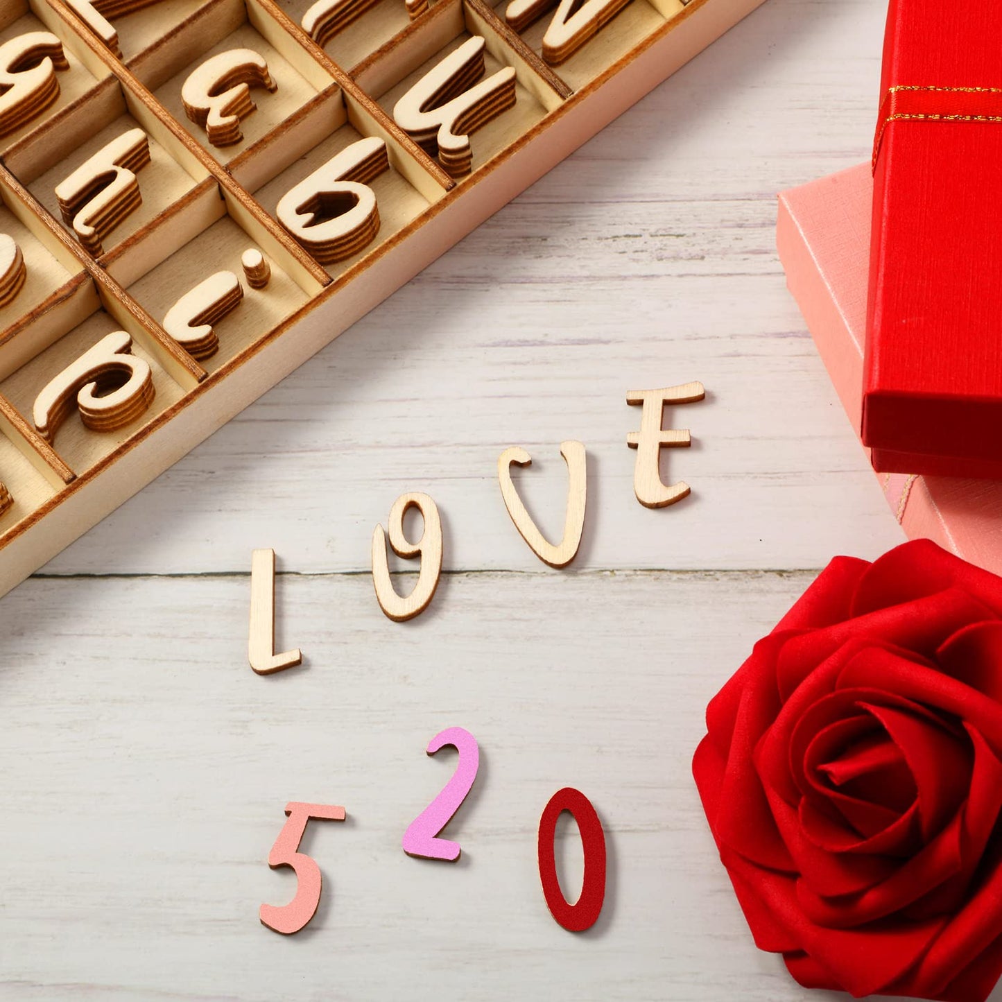 Blulu 248 Pcs 1 Inch Wood Alphabet Letters Numbers Blank Unfinished Wooden Letters Numbers for Crafts with Rustic Storage Tray for Spelling Learning Education Back to School Gifts(Wood Color)