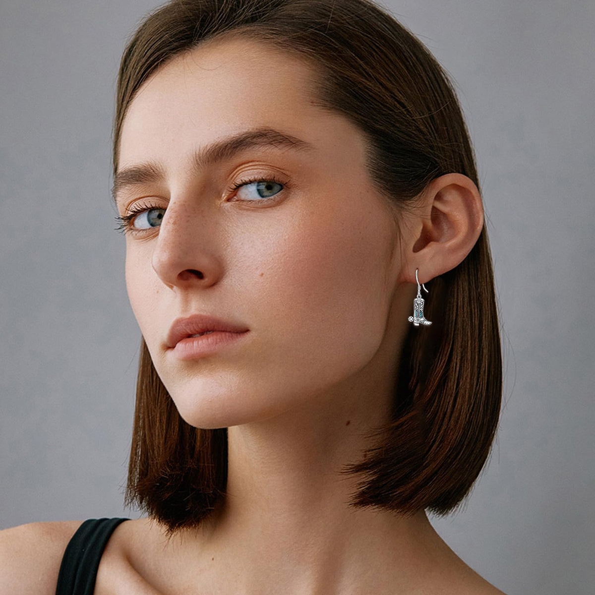 KoyeKei Western Cowboy Boot Earrings for Women 925 Sterling Silver Cowgirl Texas Boot Dangle Drop Earrings Turquoise Cowboy Carter Country Jewelry Boho Valentines Gifts for Daughter Wife Girlfriend