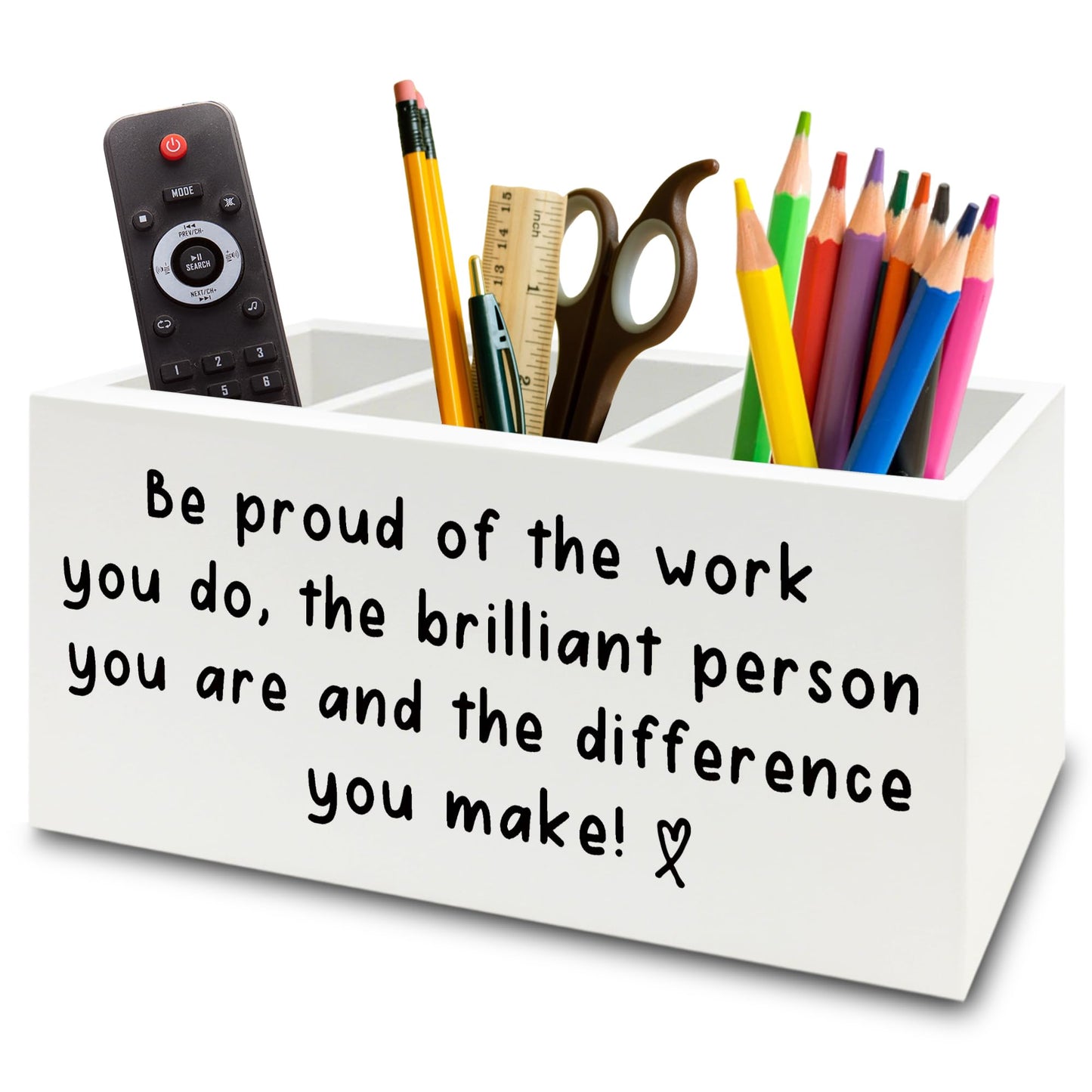XPH Inspirational Office Pen Pencil Holder Organizer for Desk, Thank You Appreciation Gifts for Women Men, Inspirational Gifts Wooden Box Sign for Home Office Desk Tabletop Decorations