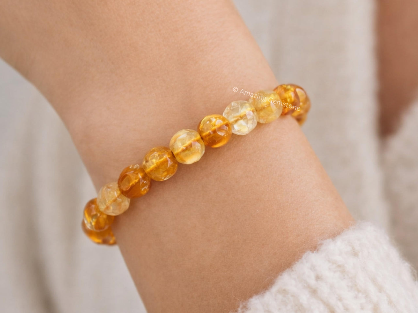 Amazing Gemstone Citrine Bracelet for Women - Chakra Mens Bracelet Protection Crystals and Healing Stones - Blessing Bracelet Spiritual Meditation Gift Christmas Stocking Stuffers