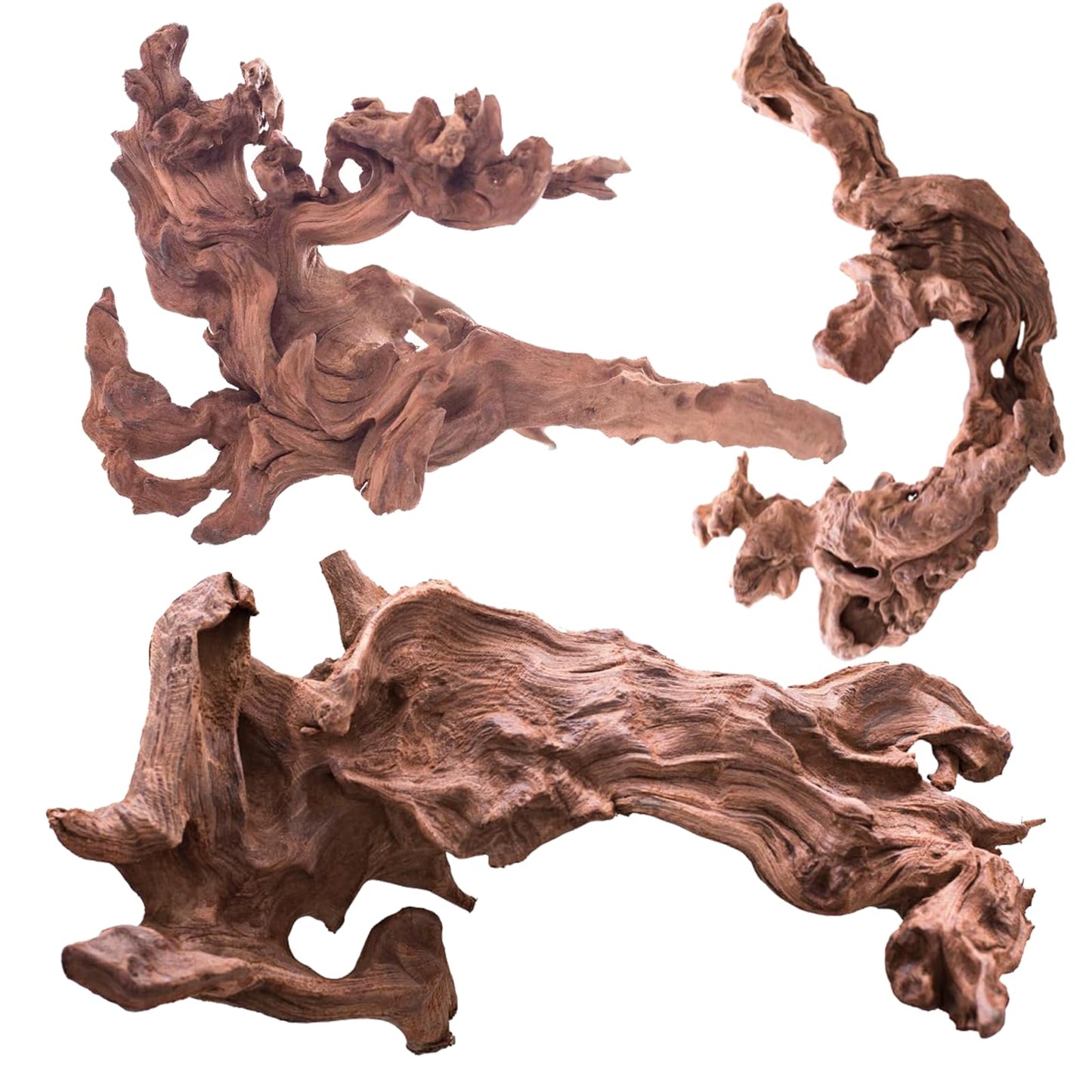 Hiwzitar 3-Piece 7-11 Inches Natural Aquarium Driftwood Decorations - Aquascape Decor for Fish Tanks, Betta Hideouts, Reptile Enclosures & Plant Attachment