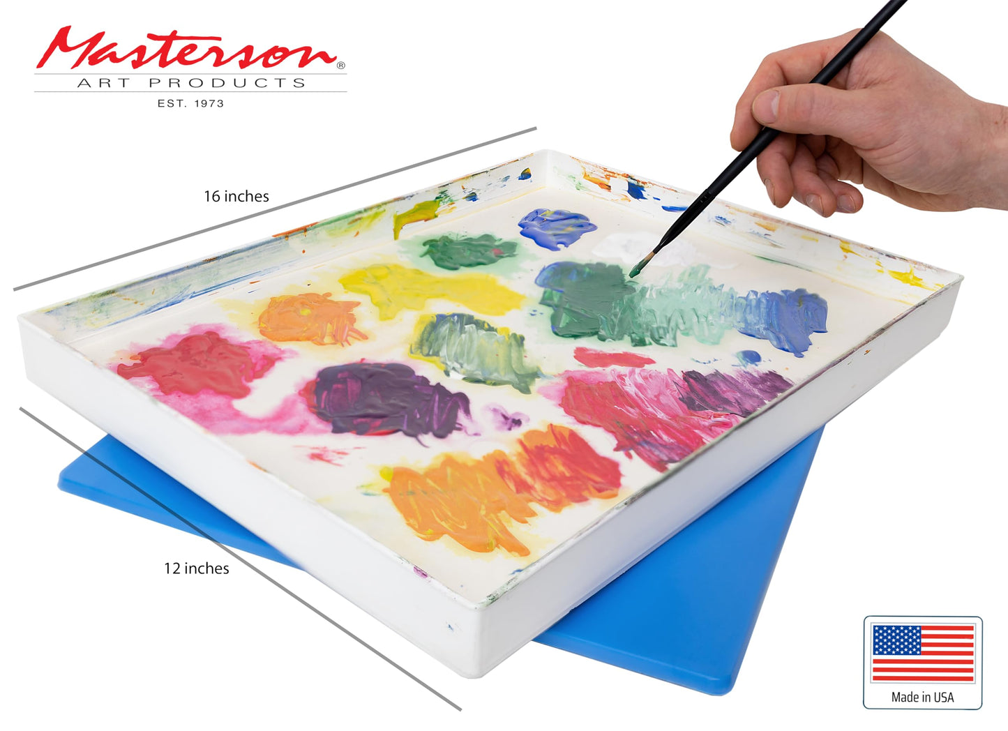 Masterson Artist Palette Seal, 12in x 16in, Keeps Wet Paint Fresh for Weeks, Oil or Acrylic Painting Palette with Lid, Seal, Blue Lid Box, Made in USA