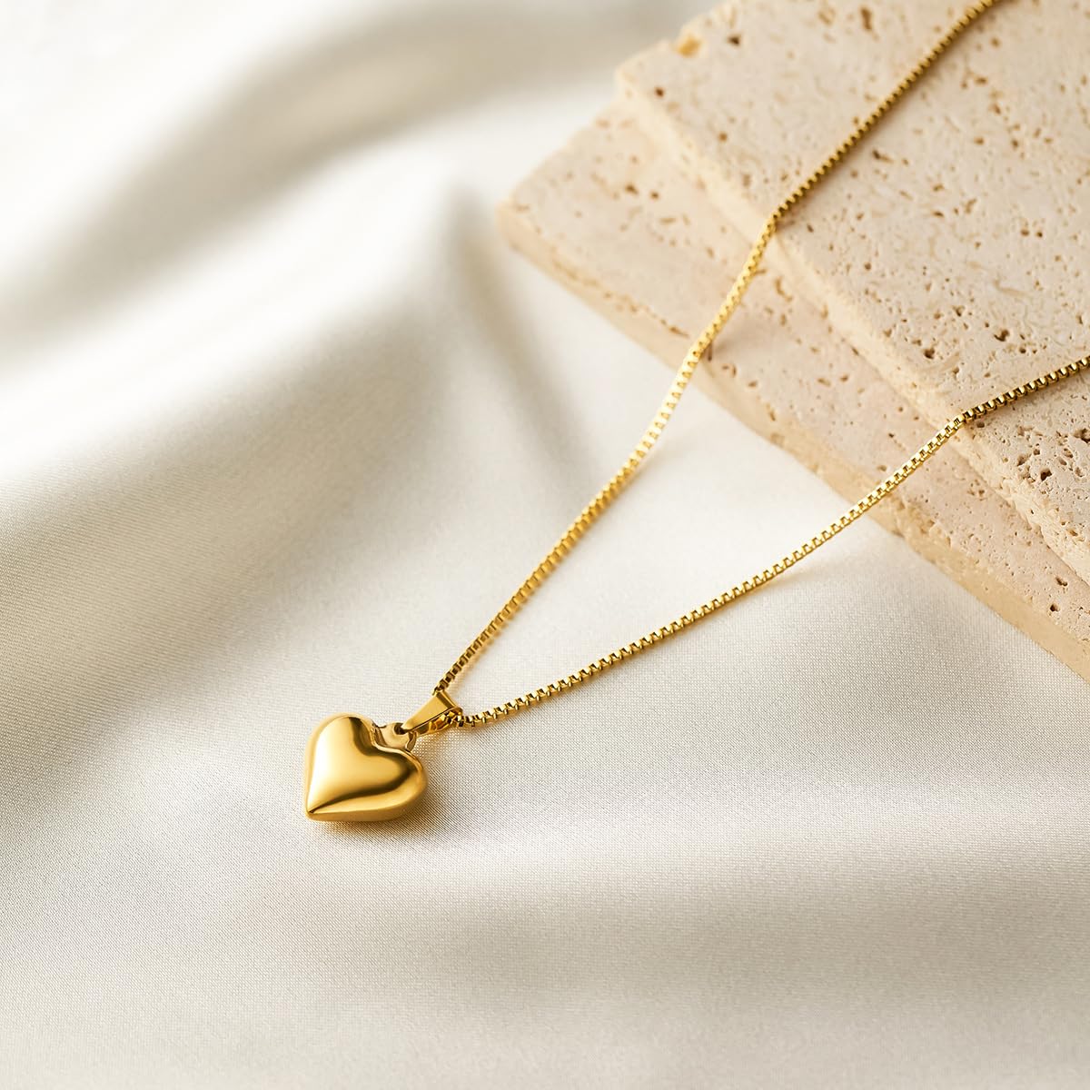 18k Gold Plated Heart Necklace for Women, Adjustable 18-20 Inch Love Heart Pendant Choker, Elegant Gift for Valentine's Day, Anniversary, Birthday for Her, Girlfriend, Wife (Asymmetrical Contemporary)
