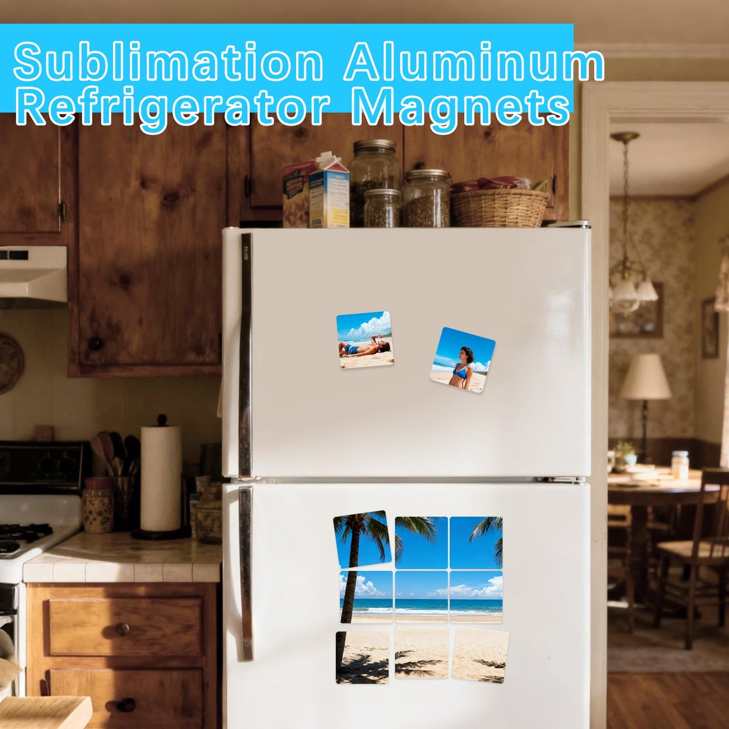 50 PCS Sublimation Magnet Blanks Metal Products Bulk Square 25 Metal Sublimation Blanks and 25 Magnets 3x3 inch Sublimation Fridge Magnet Aluminum Sign Blanks for Kitchen Office Decorative