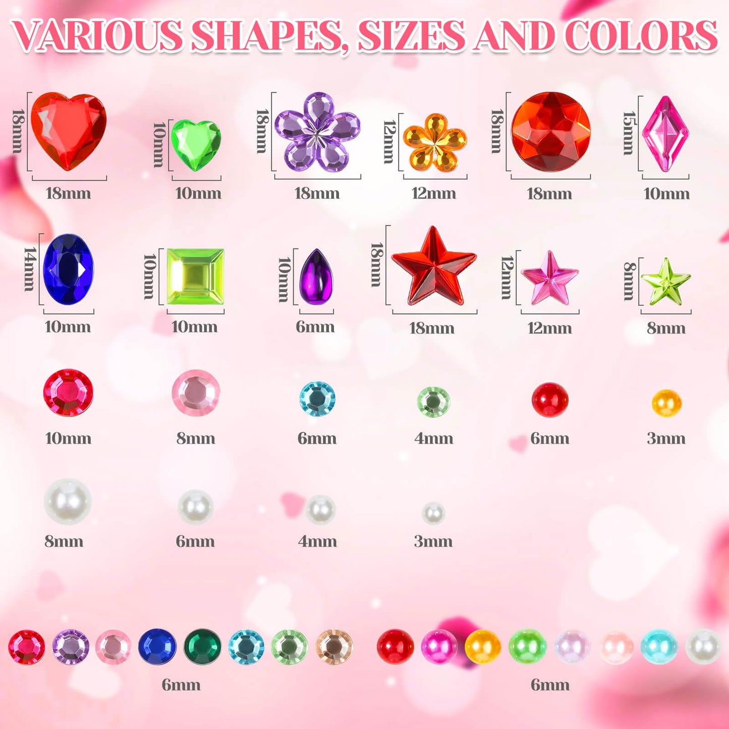 Lezmarket 3600PCS Gem Stickers, Rhinestone Stickers for Crafts, Sticky Pearls Jewels Stick on Gems Self Adhesive Sparkle Embellishments for Decoration