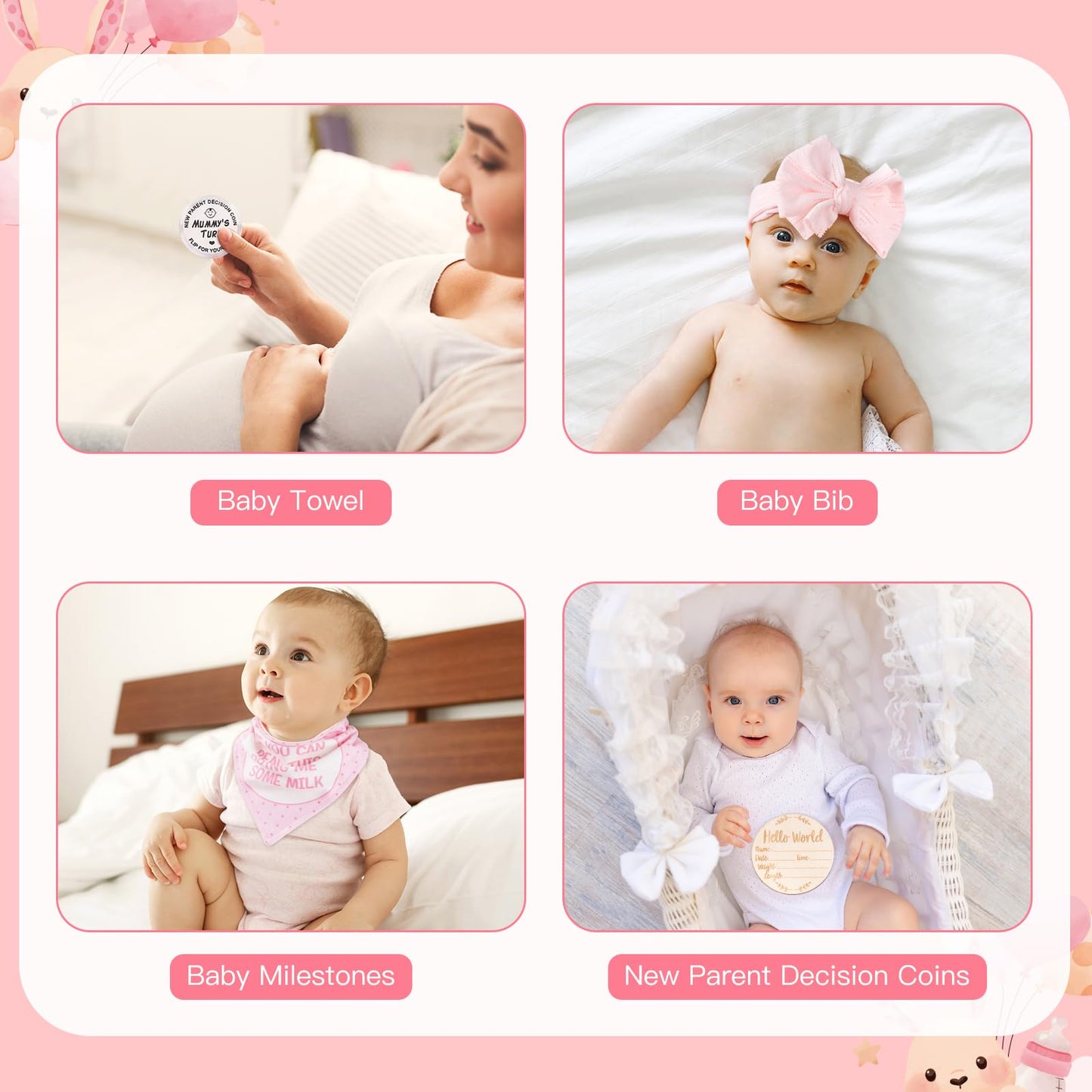 Baby Gift Set, Baby Girl Gifts, New Mom Gifts for Women, New Parents Gifts for Couples w/New Mom and Dad Tumbler Newborn Essentials for Gender Reveal, Baby Shower Pregnancy Gifts for First Time Moms
