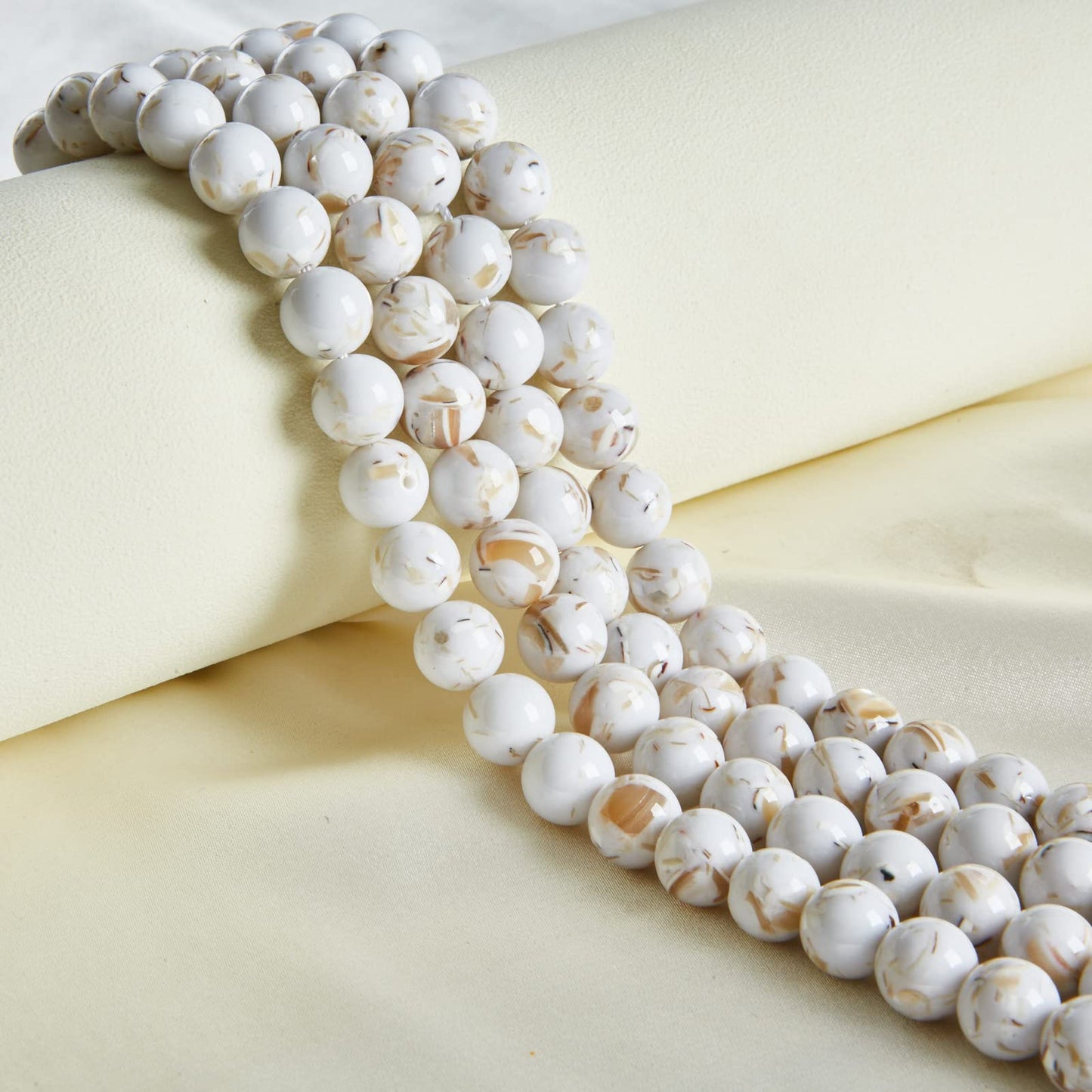 35pcs 10mm White Shell Turquoise Beads Natural Gemstone Beads Round Loose Beads for Jewelry Making