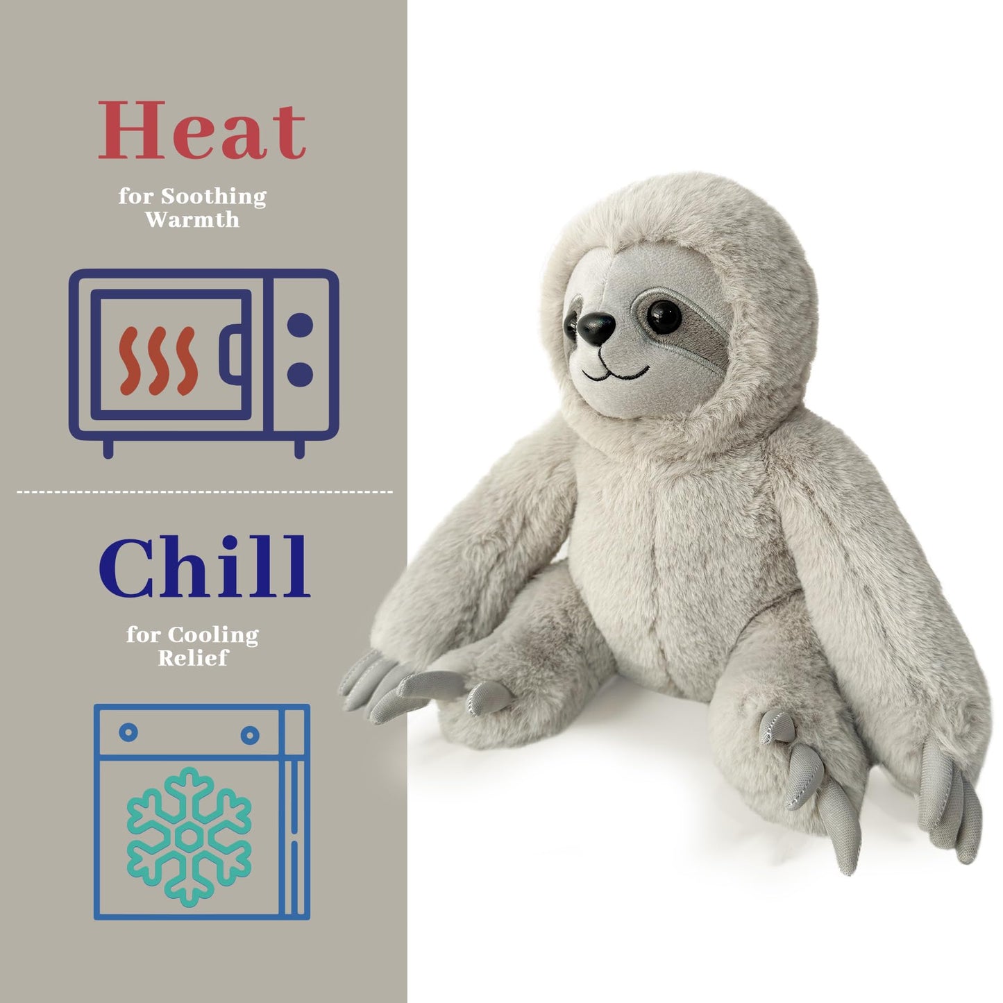 Pluhsould Microwavable & Weighted Stuffed Animals,Sloth Stuffed Animal 8.5 Inch, 1.1 Lbs,Cute Soft Plush Toys for Boys, Girls, Babies & Toddlers（Lightly Scented with Chamomile