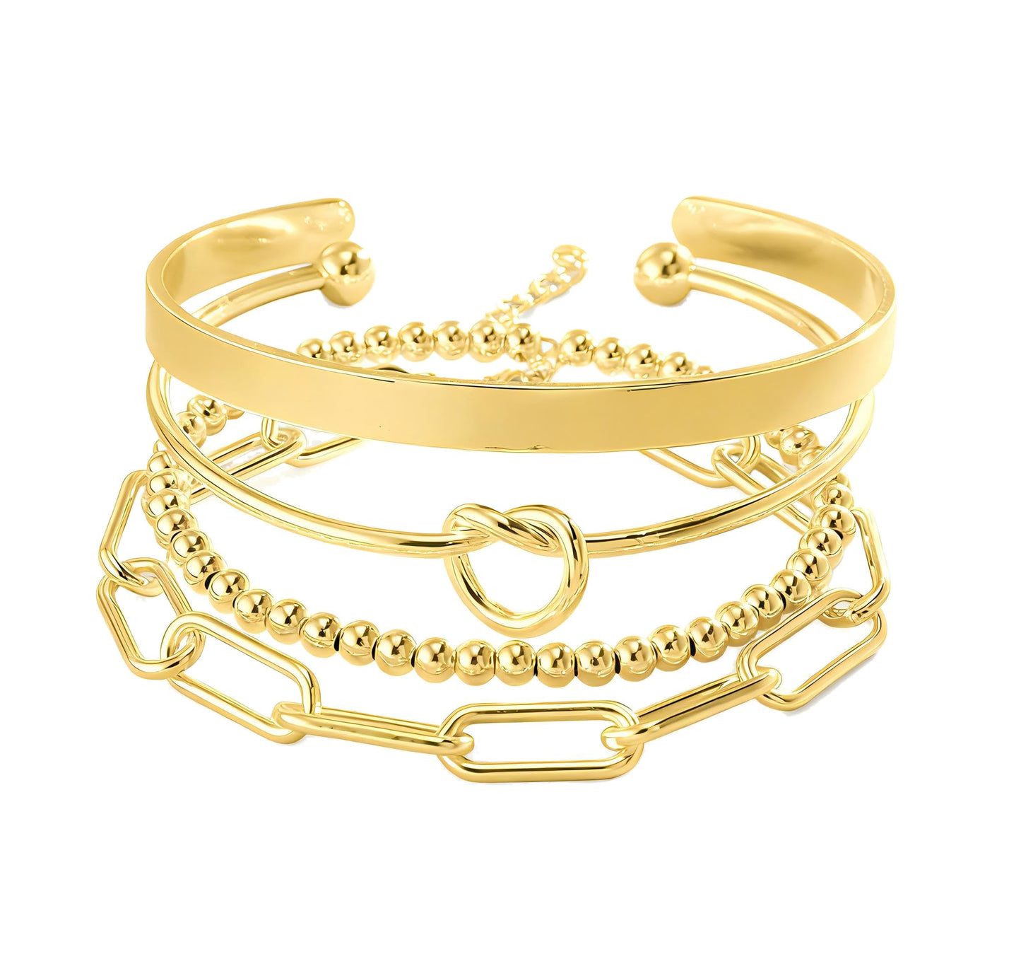 Reoxvo Gold Bracelets Stack for Women Non Tarnish Gold Bangle Cuff Bracelets Jewelry for Women Trendy