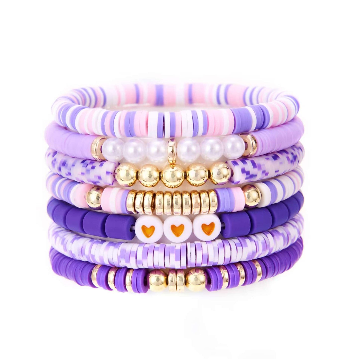 YEOSMINE Boho Heishi Clay Beaded Stretch Bracelets Stack For Women, Preppy Teens Friendship Gold Bracelets Cute Beach Surfer Accessories Bulk Set Trendy Fashion Jewelry