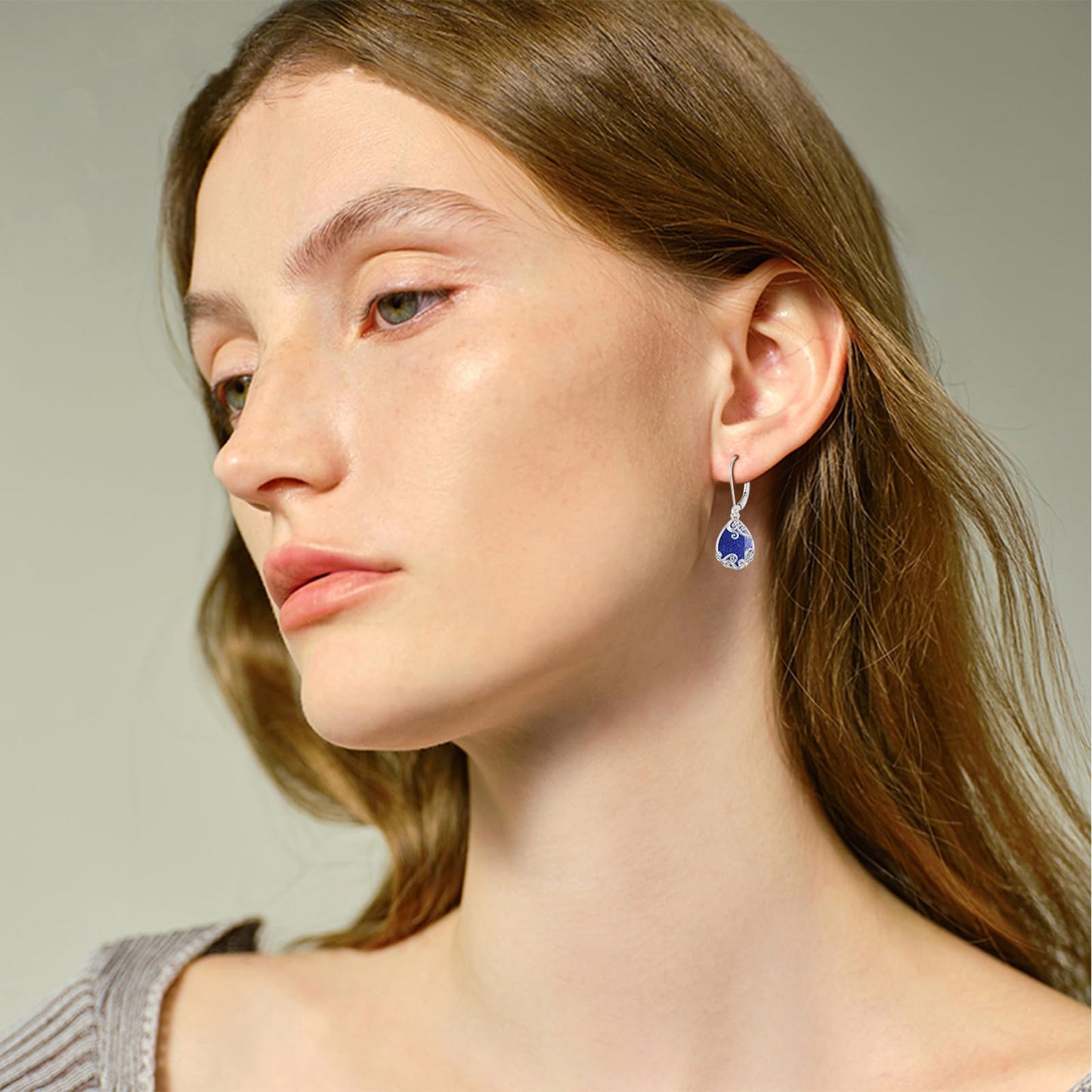 KoyeKei Lapis Lazuli Filigree Leverback Earrings for Women 925 Sterling Silver Lapis Lazuli Teardrop Dangle Drop Earrings Jewelry Filigree Graduation Birthday Gifts for Lover Girlfriend Her