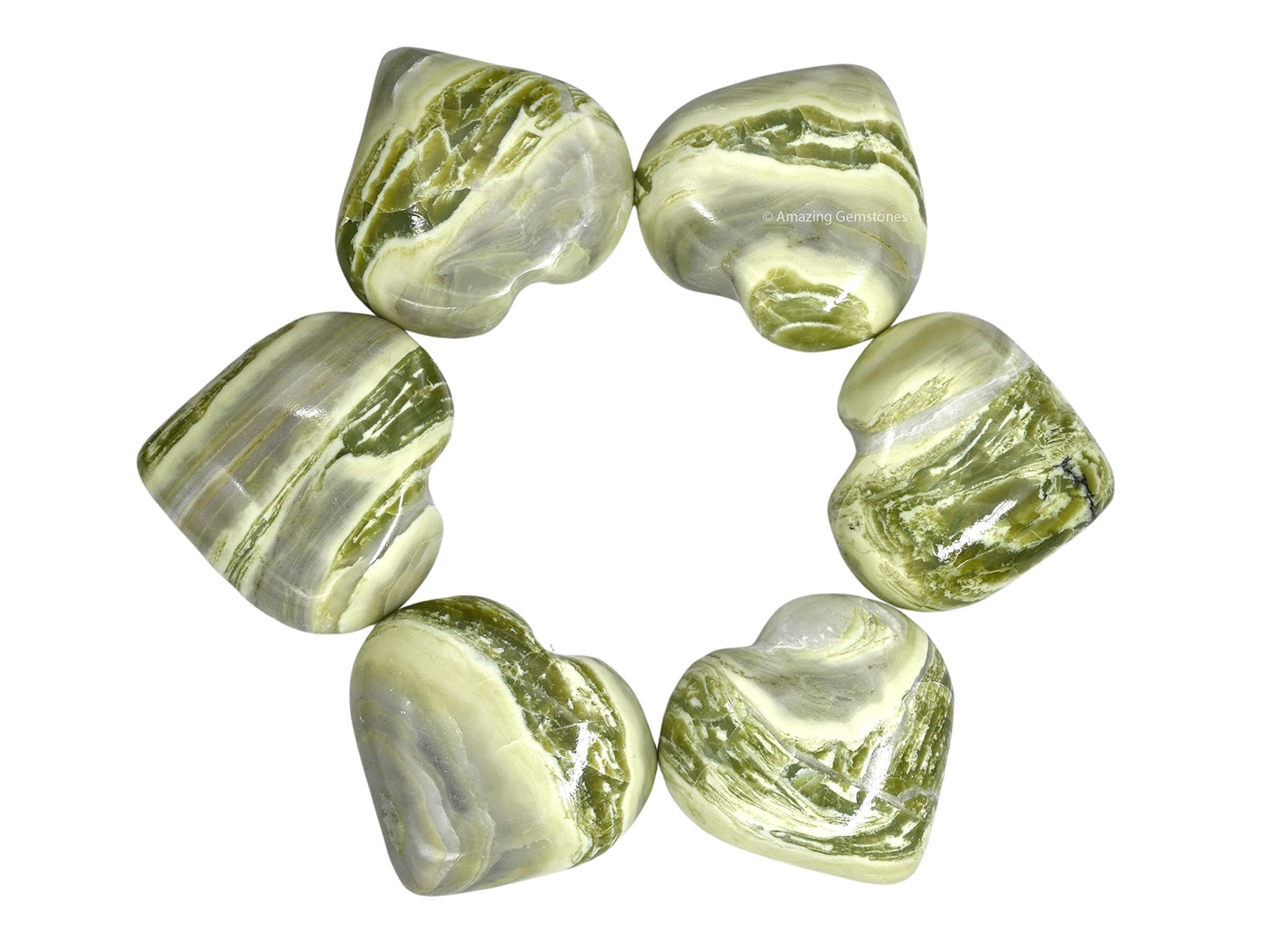 Amazing Gemstone Serpentine Crystal Heart Palm Stone - Pocket Massage Worry Stone for Natural Body Chakra Balancing, Reiki Healing and Crystal Grid