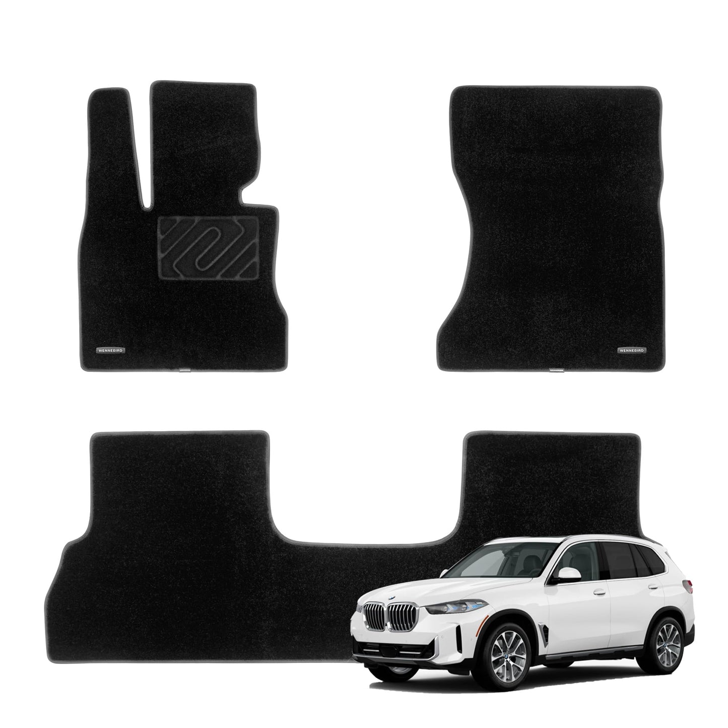 WENNEBIRD Superior Carpet Floor Mats for 2019-2026 BMW X5 (G05), X5M (F95), 0.6-Inch Ultra-Thick, Noise-Reducing, All-Weather Waterproof Anti-Slip – 3-Pc Set