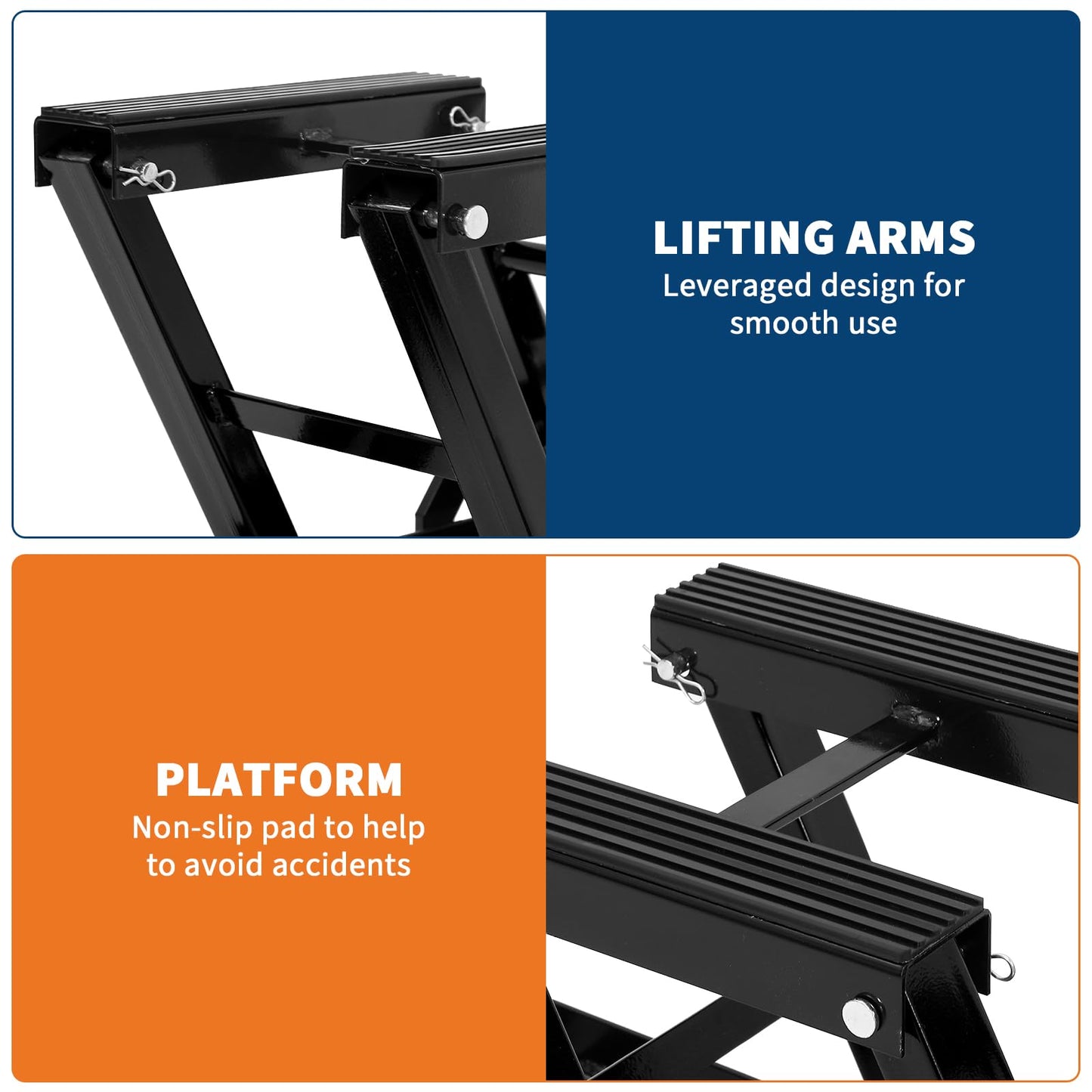 Hydraulic Motorcycle Lift Jack 1500LBS Capacity Heavy Duty ATV Scissor Lift Jack Portable Motorcycle Lift Table with 4 Wheels Hydraulic Foot-Operated Hoist Stand for ATV UTV Powersports,Black