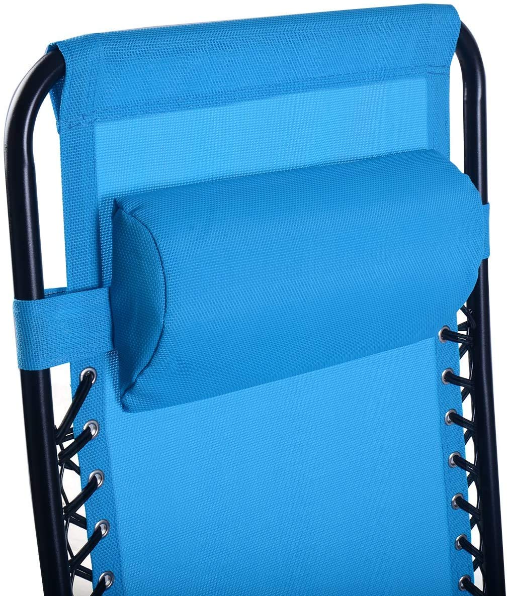 Topment Outdoor Zero Gravity Lounge Chair with Pillow & Utility Tray, Folding Patio Lawn Beach Recliner(Blue)