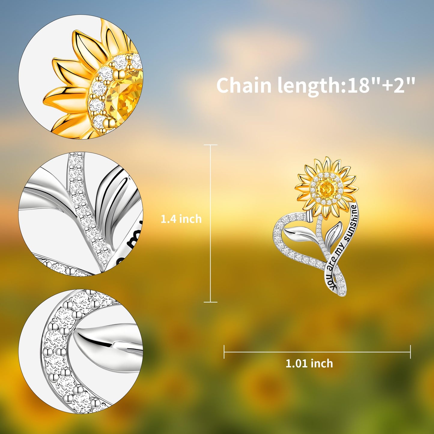 Jnrbecm Sunflower Necklaces for Women Anniversary Birthday Gifts for Women Wife Gifts for Her Sunflower Gifts You Are My Sunshine Necklace for Her Wedding Christmas Mom Mothers Day