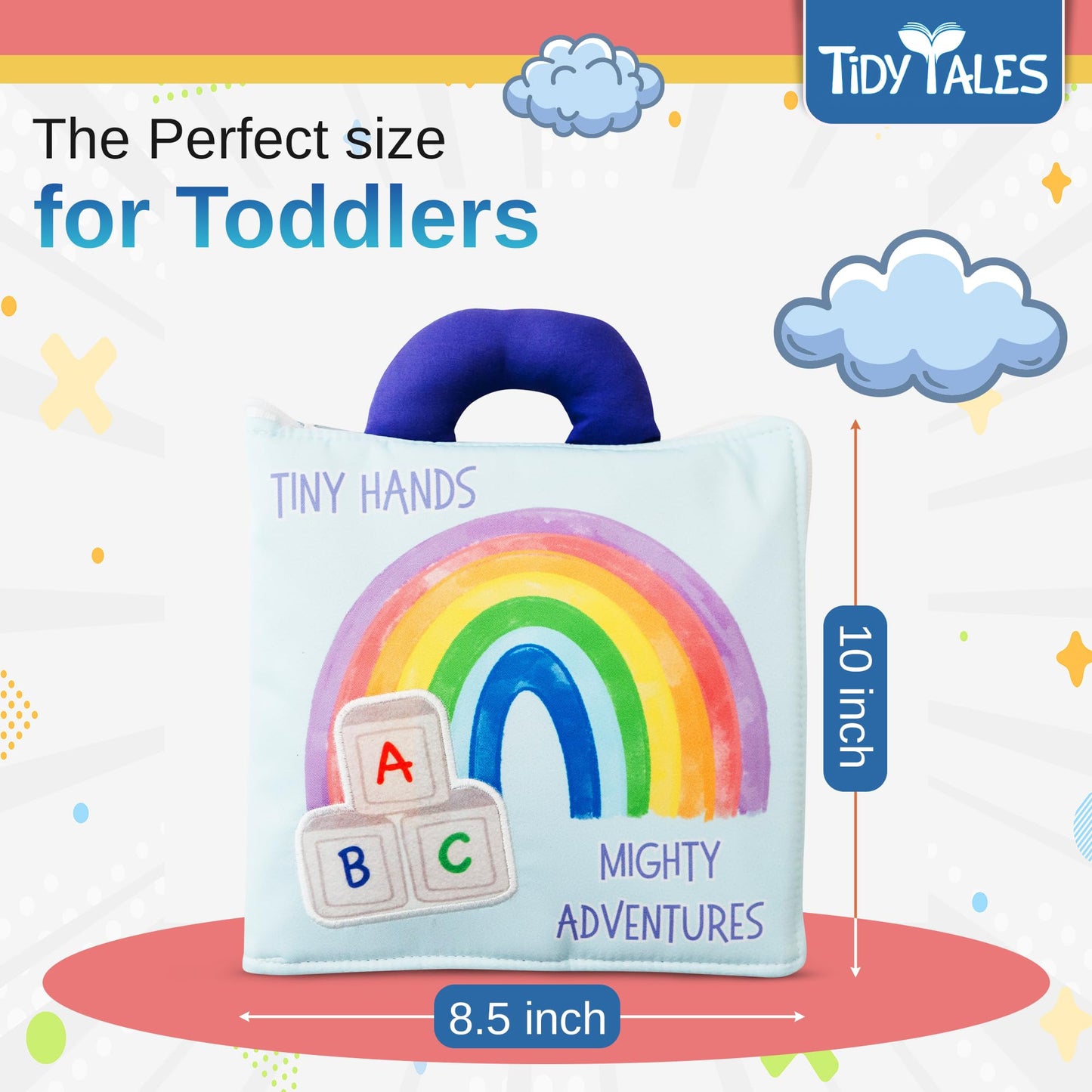 Tidy Tales Busy Book for Toddlers 1-3 - No Loose Pieces - Montessori Toys for 1, 2, 3 Year Olds - Mess-Free Airplane Quiet Board Travel Toy - Educational Busy Board & Soft Toddler Activity Book