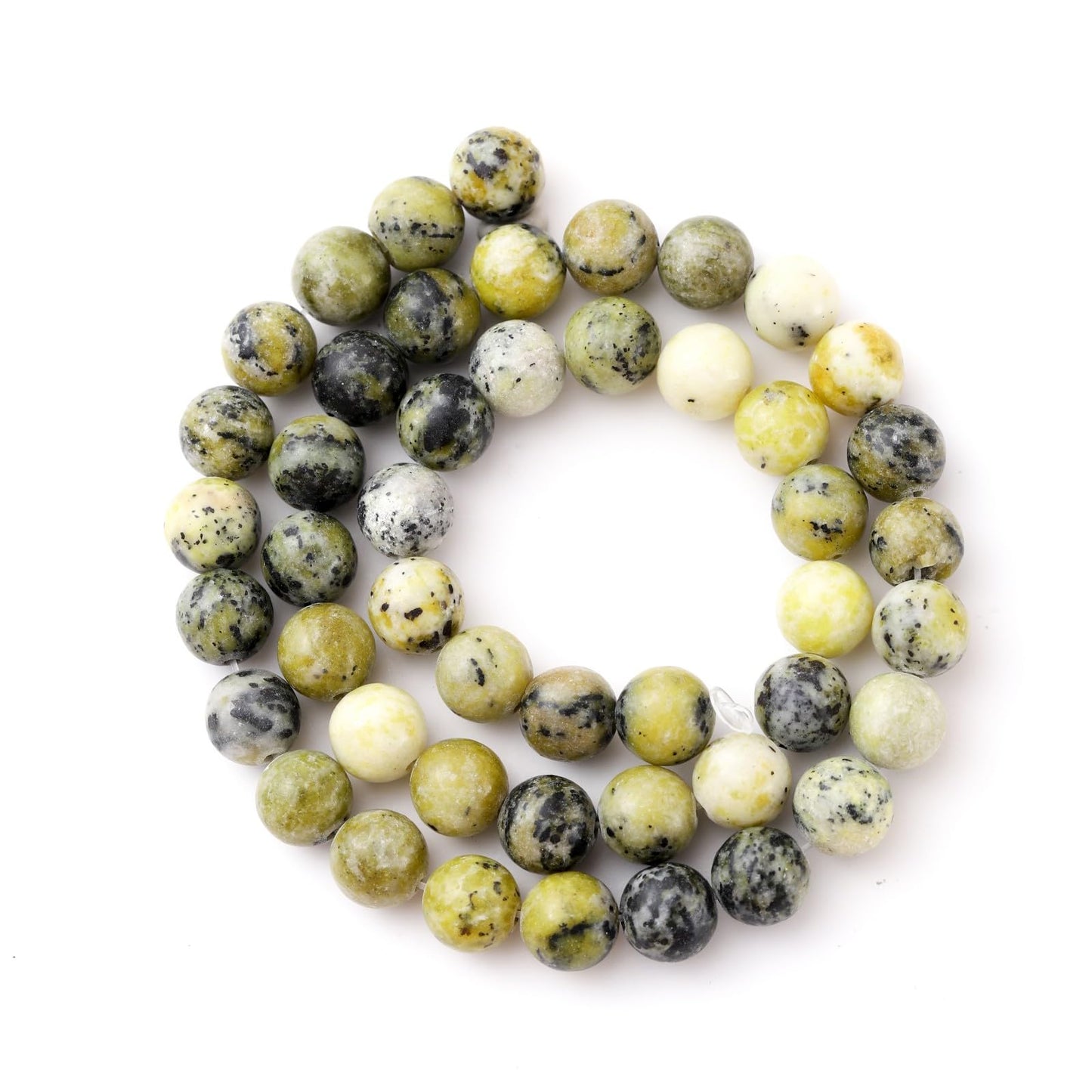 8mm 45pcs DIY Natural Yellow Turquoise Stone Beads Round Healing Crystal Gemstone Loose Beads for Jewelry Making Handmade Bracelet Necklace
