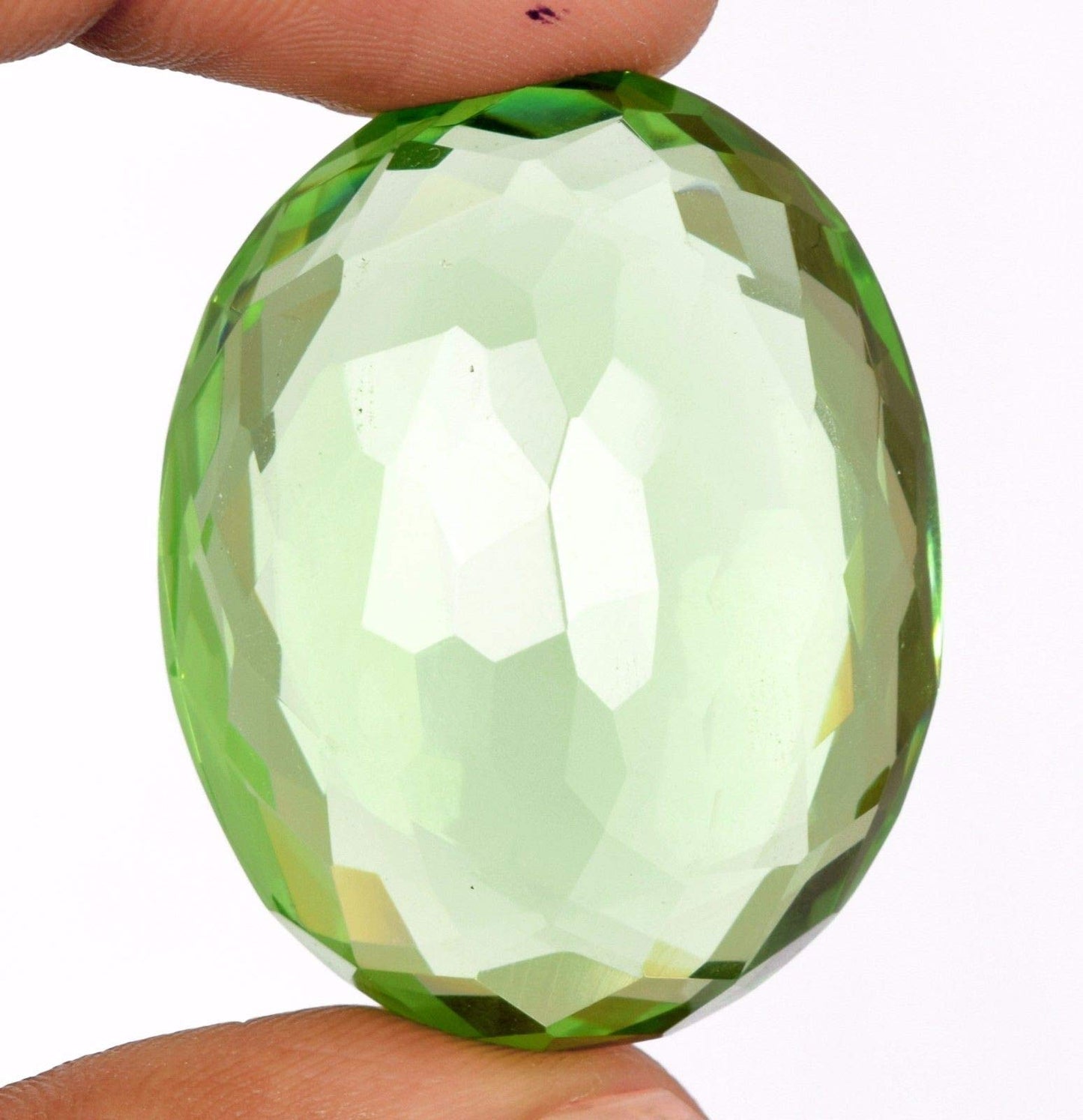 REAL-GEMS Natural Brazilian Green Amethyst Loose Gemstone Oval Cut 68.00 Ct Translucent Stone for Jewelry Making and Collectors