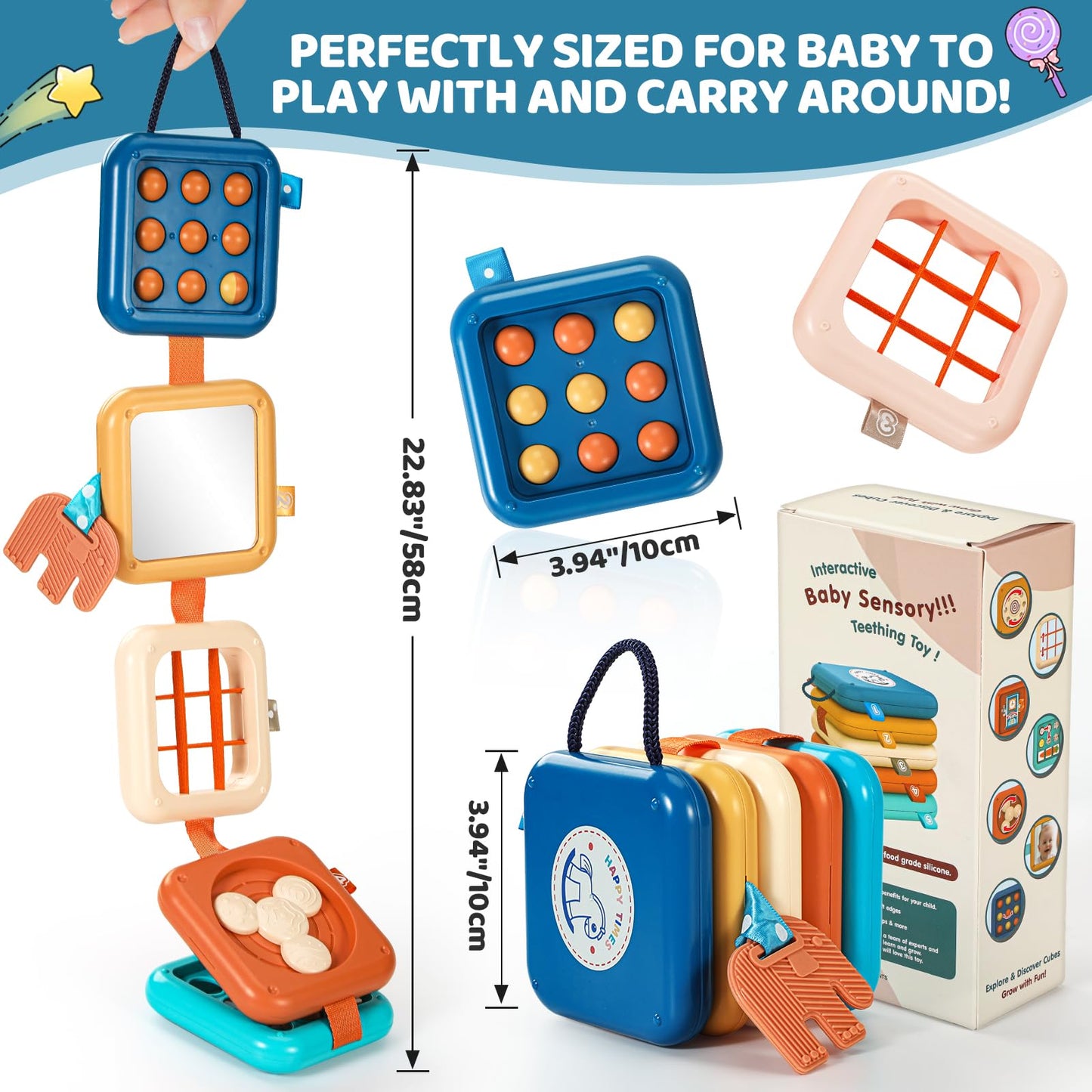 Dilovely Busy Board for 1 Year Old, Travel Toys for Toddlers 1-3, Montessori Busy Board - Car Airplane Essentials, Sensory Activity Cube Birthday Gifts for Baby Infant Boy Girl