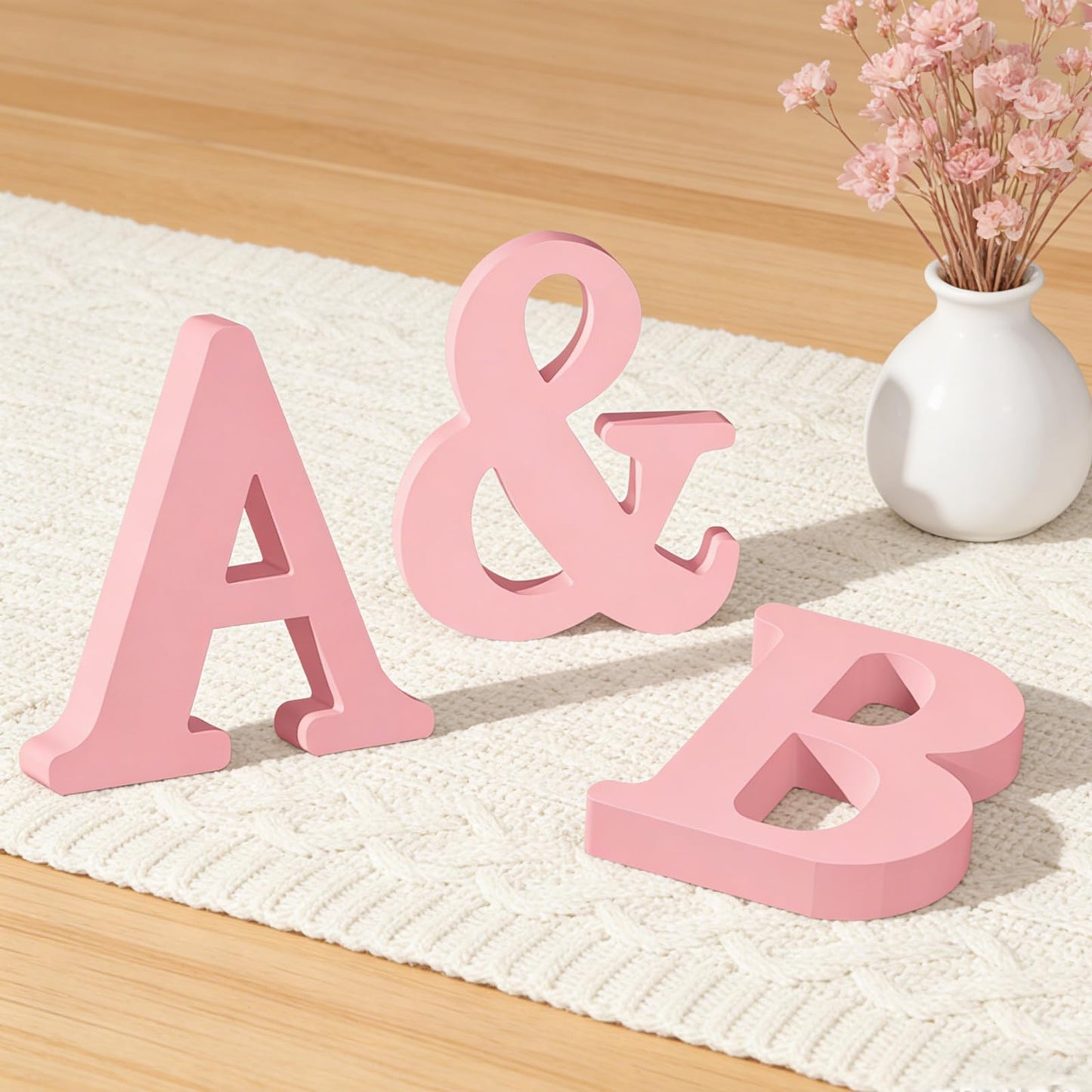 AOCEAN 10 Inch Pink Wood Letters Unfinished Wood Letters for Wall Decorative Pink Standing Letter Sign Board Decoration for Craft Home Party Decor Projects (Z)