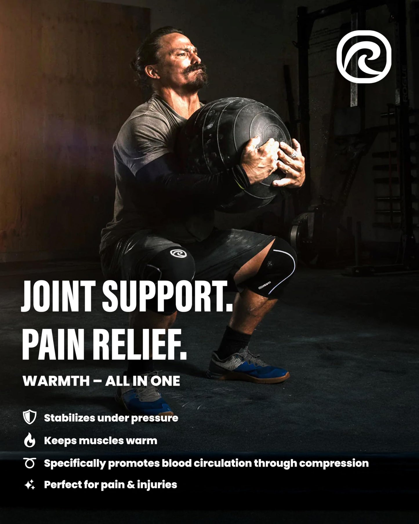 Rehband 5mm Knee Sleeves for Functional Training, Cross-Training & Powerlifting, Weightlifting Knee Support made of Neoprene, Unisex, Colour:Navy - 1 Pair, Size:X-Large