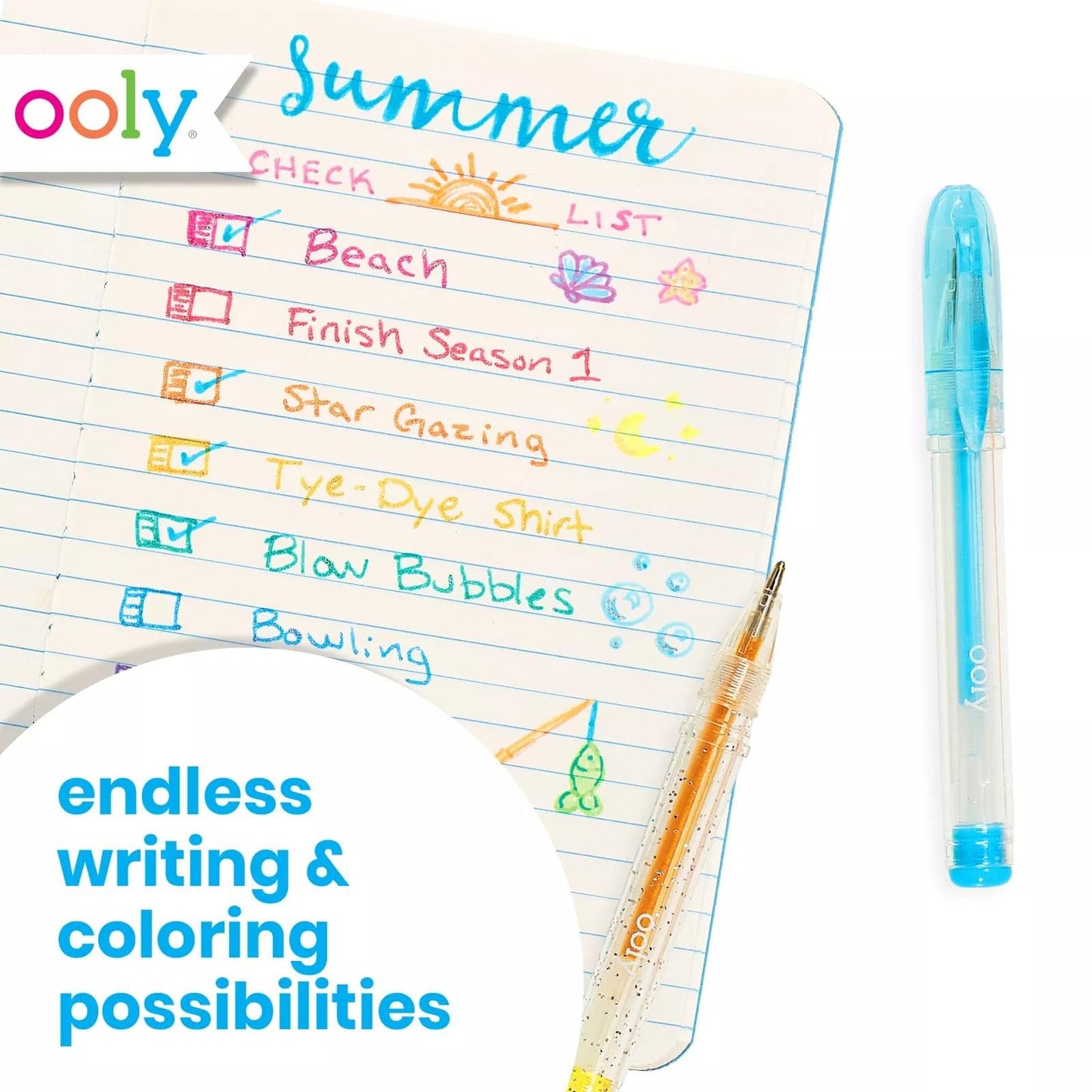 Ooly Scented Mini Doodlers Gel Set of 20 Pens - 20 Mini Glitter, Neon and Pastel Scented Gel Pens for Kids and Adults, Art and Stationery Supplies
