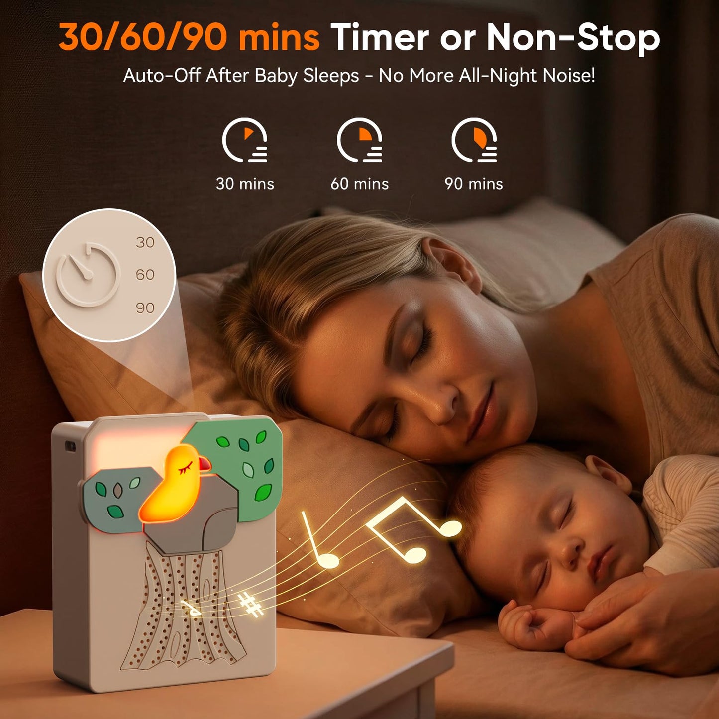 Sound Machine for Baby Soother,AI Cry Detection & Auto-Soothing,Parent-Voice Comfort,13 Soothing White Noise Machine,Record,Timer and Night Light, Ideal for Newborns,Sleeping Soother, Meditation