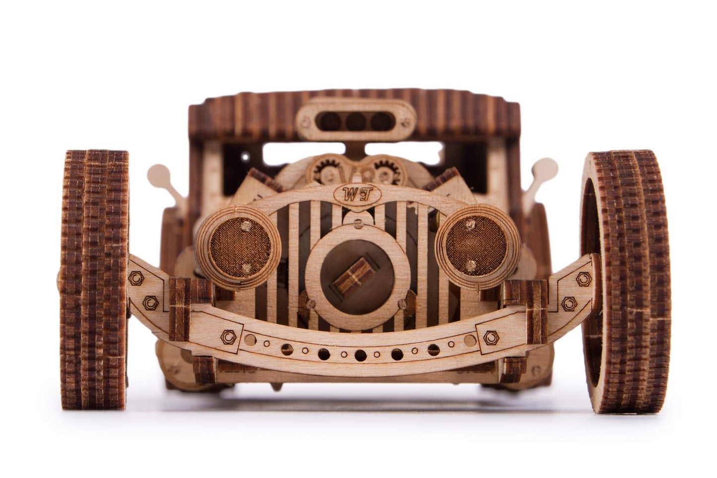Wood Trick Hot Rod Wooden Model Car Kit to Build - Rides up to 32 feet - Detailed - 3D Wooden Puzzles for Adults to Build - Engineering DIY Mechanical Wood Model Kits for Adults