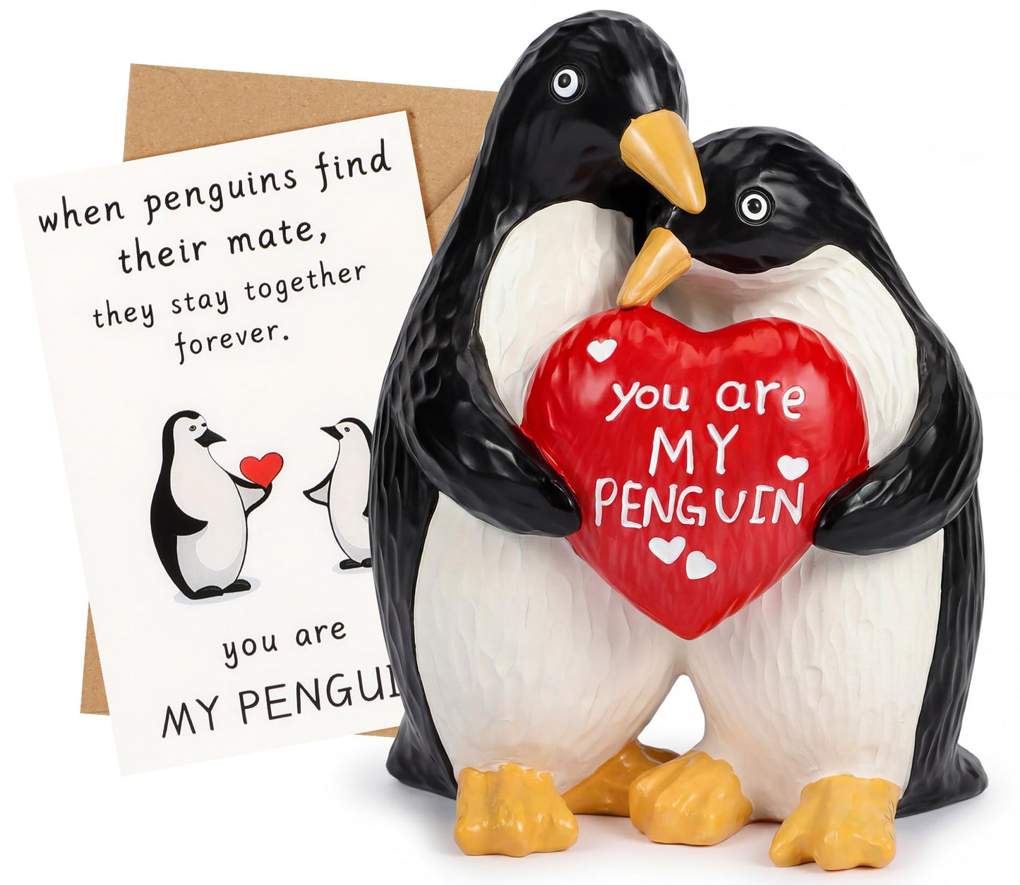 Hodola Anniversary Wedding Gifts for Women Men, Handcrafted Birthday Gift for Her Him Couple, I Love You Birthday Gift for Wife Husband, Penguin Figurine for Boyfriend Girlfriend