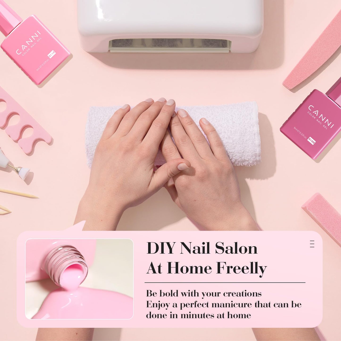 CANNI 6Pcs 9ml Pink Gel Nail Polish Set- Hot Pink Gel Polish Kit DIY at Home Salon Valentines Day Christmas New Year's Gifts for Girls