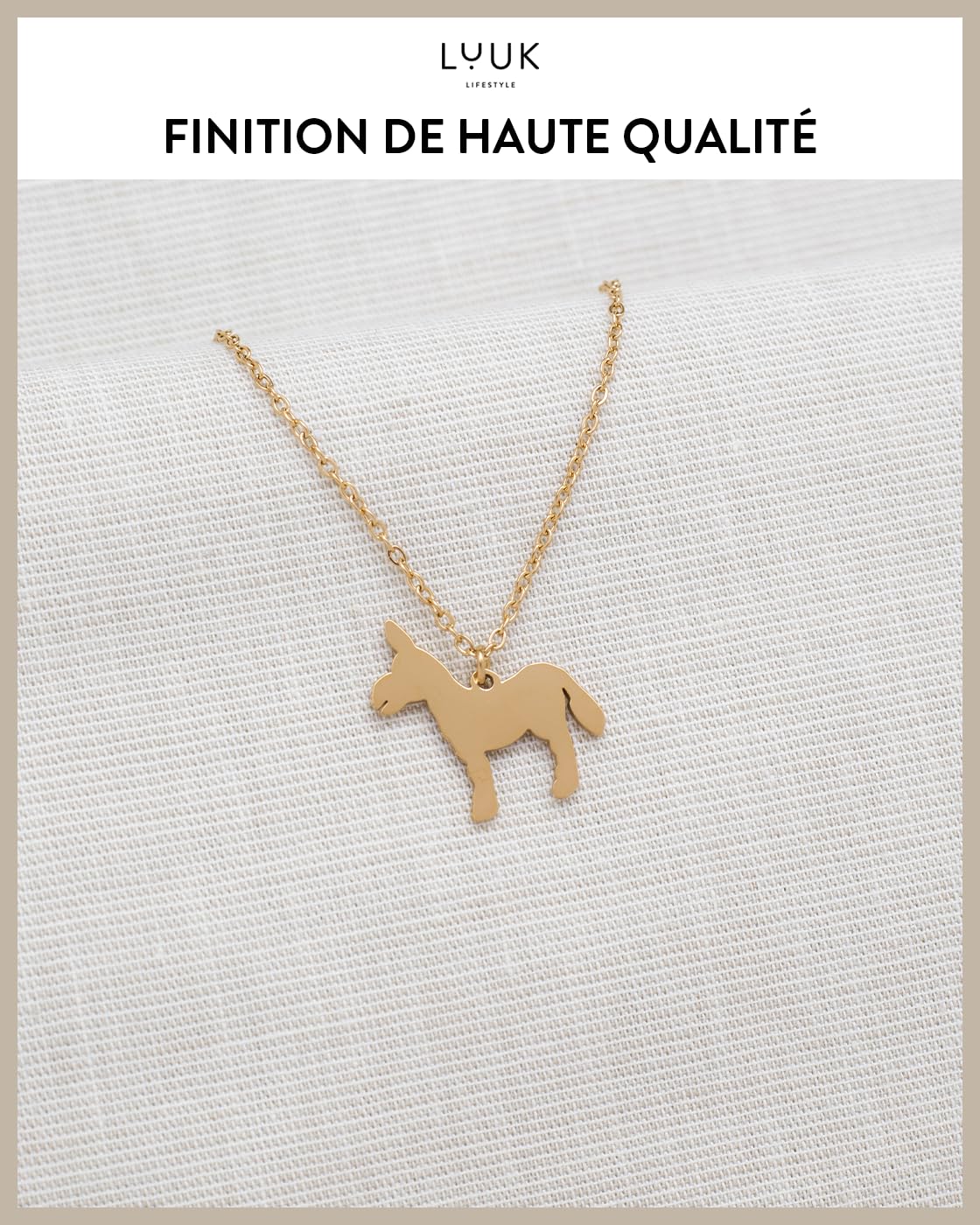 LUUK LIFESTYLE 14k Gold plated Llama|Donkey pendant necklace, Stainless steel, 19in adjustable sturdy chain, Holiday Gift for Her, Strengh Resilience, dainty, trendy, winter (HAPPINESS Gift Card)