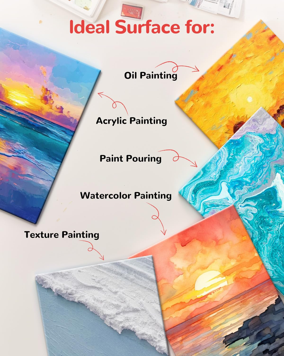 BAKEYBA Canvas Boards for Painting 60 Pack, 8x10 Inch Painting Canvas Panels, 100% Cotton White Blank Art Supplies for Acrylics Oil Watercolor Tempera Paints